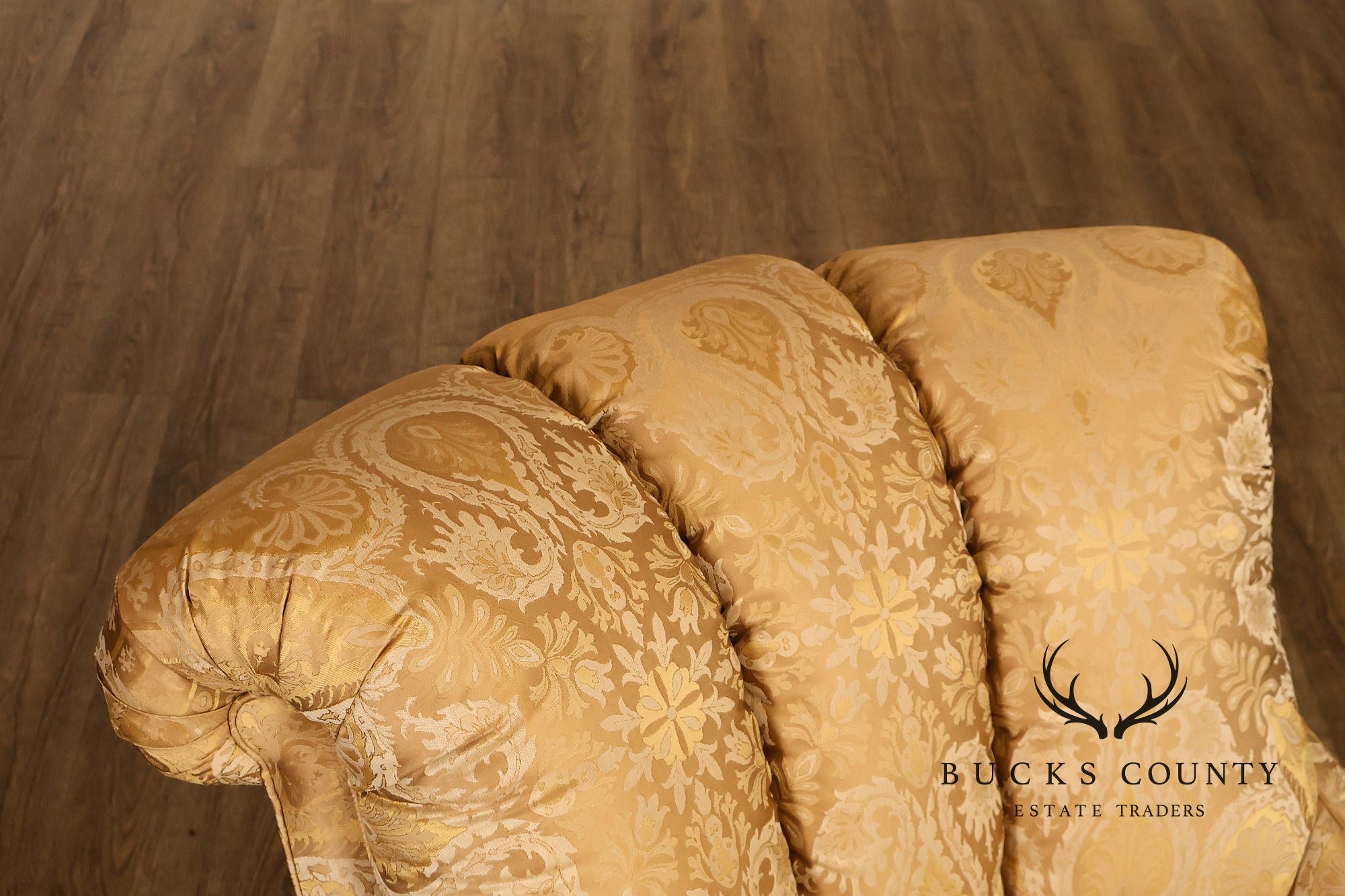 TRS Furniture Traditional Gold D amask Upholstered Lounge Chair And Ottoman
