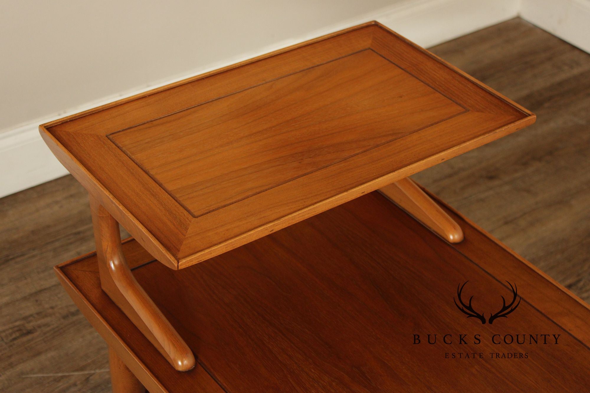 Lane Copenhagen Mid-Century Modern Two-Tier Walnut End Table