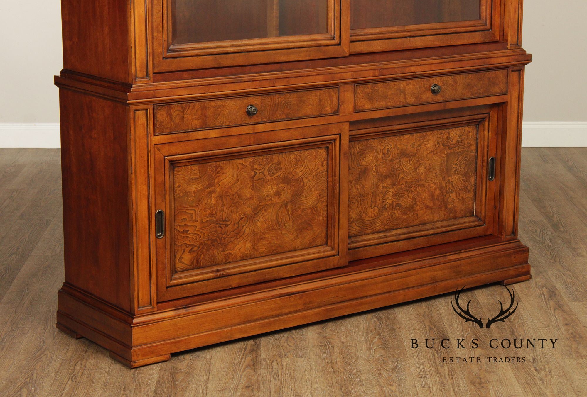 Ethan Allen 'Townhouse' Burlwood Bookcase China Display Cabinet