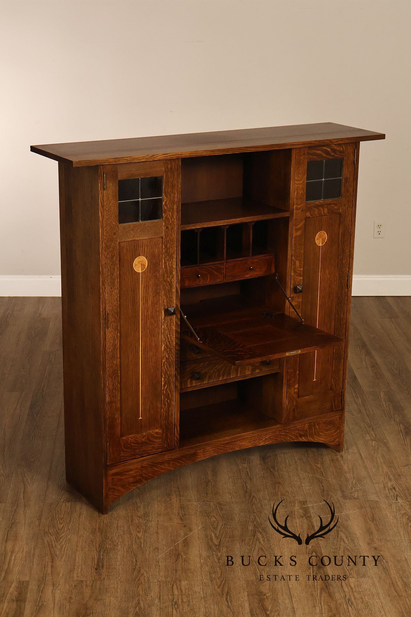 Stickley Harvey Ellis Mission Collection Oak Fall Front Secretary Bookcase