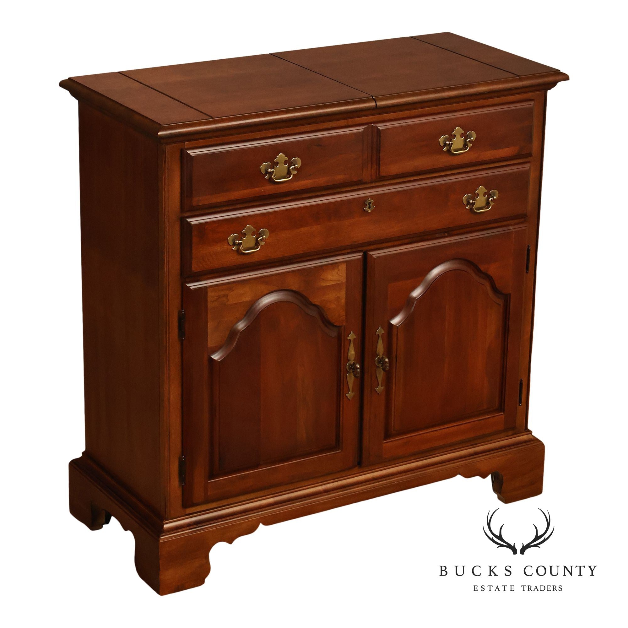 American Drew Chippendale Style Cherry Flip Top Server