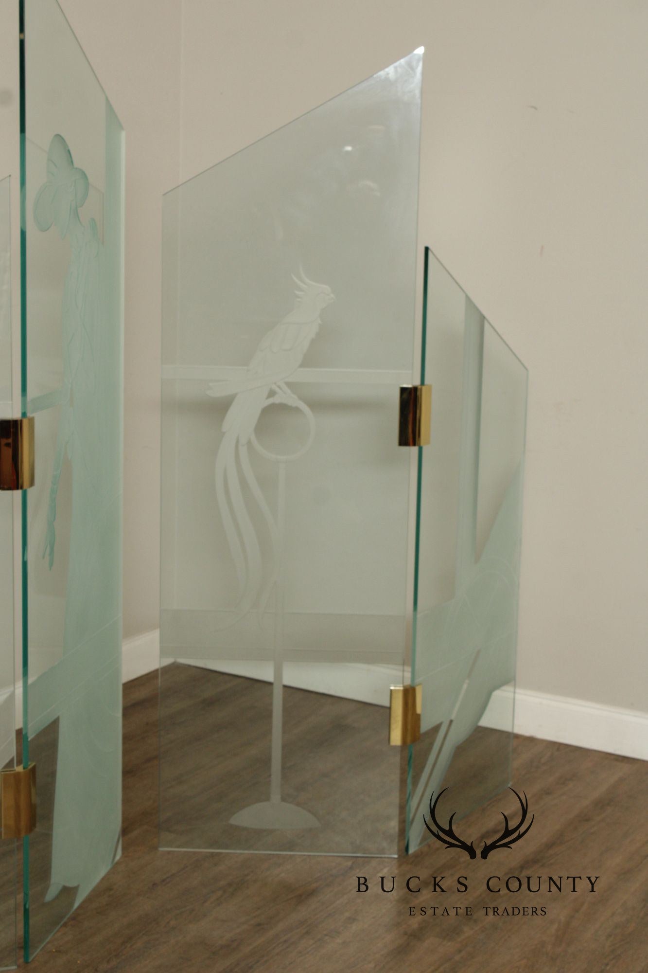 1980's Art Deco Style Glass Four-Panel Room Divider