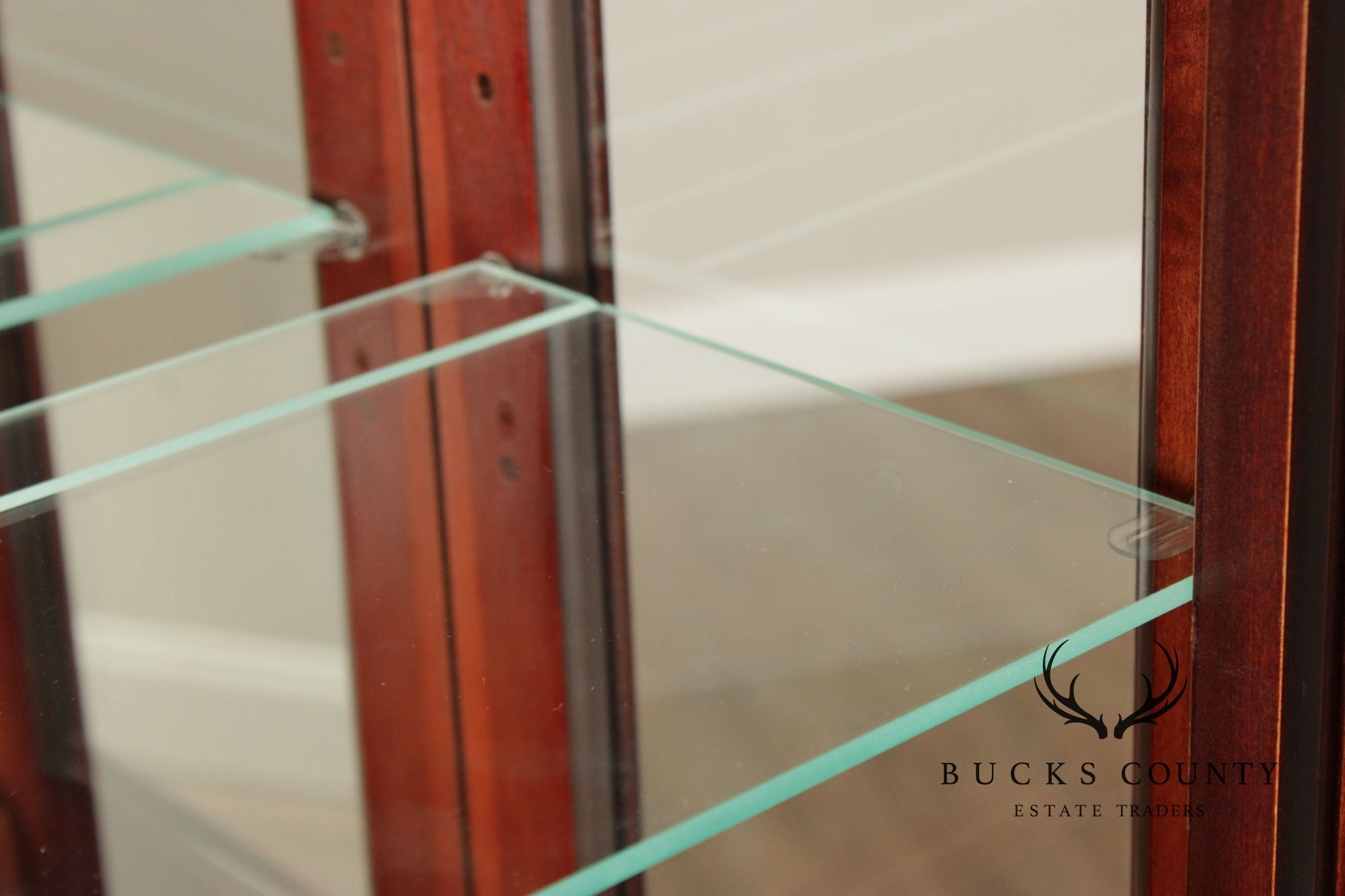 Traditional Cherry and Beveled Glass Curio Display Cabinet