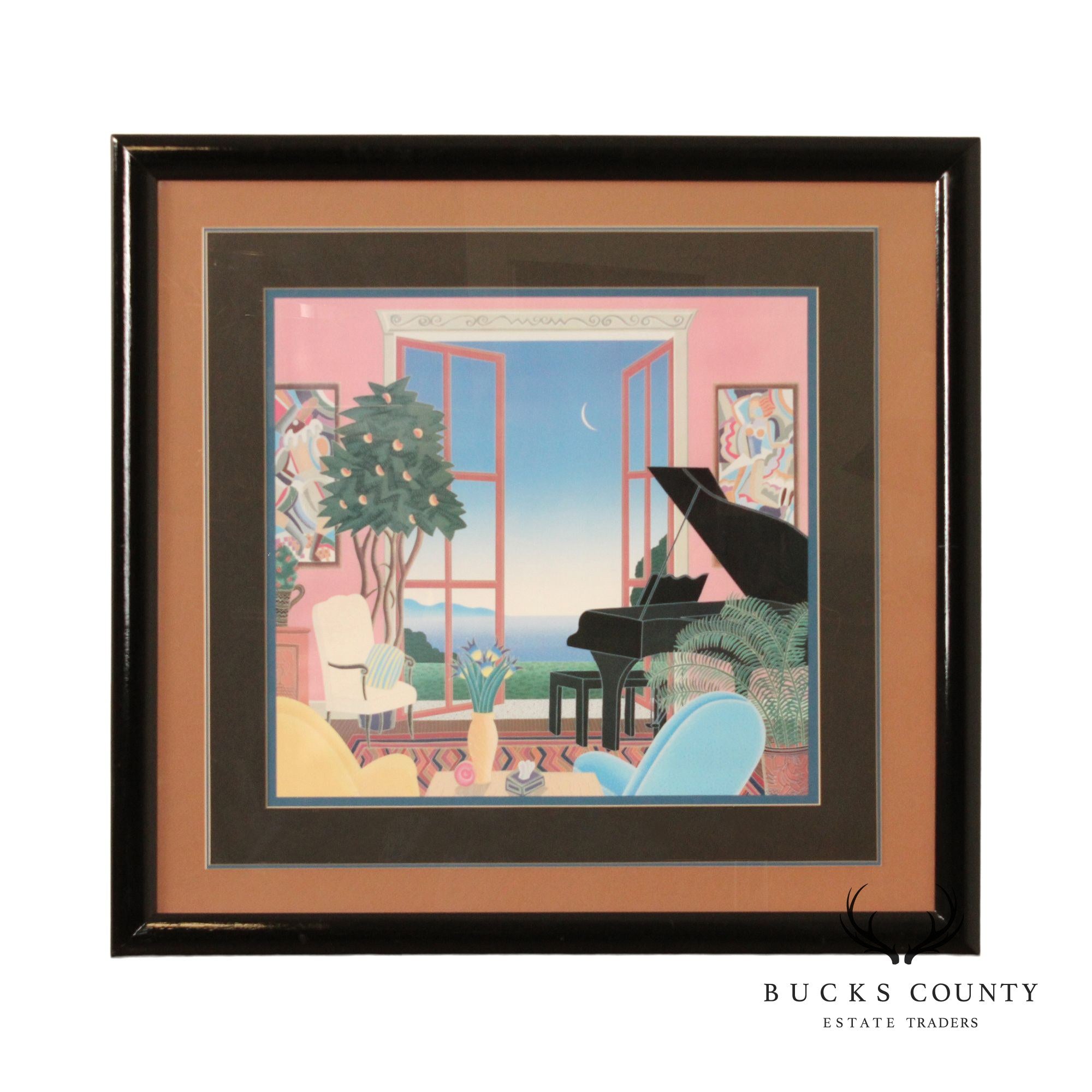 Thomas McKnight 1986 'Coconut Grove' Print, Custom Framed