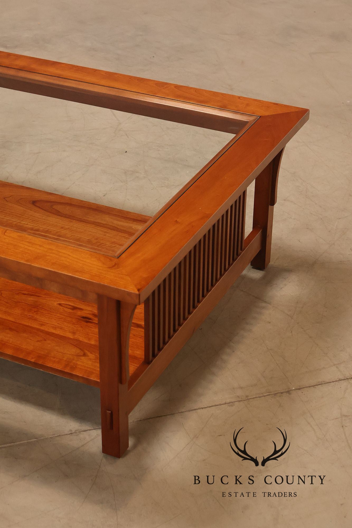 Stickley Mission Collection Glass Top Cherry Cocktail Table