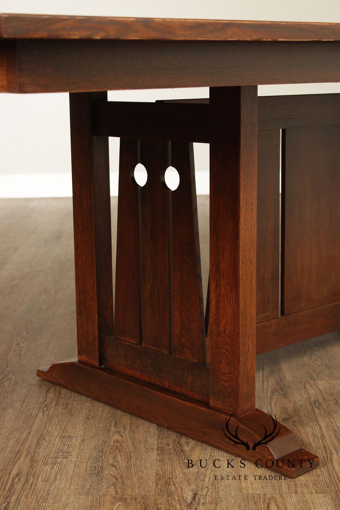 Custom Quality Mission Style Oak Trestle Dining Table
