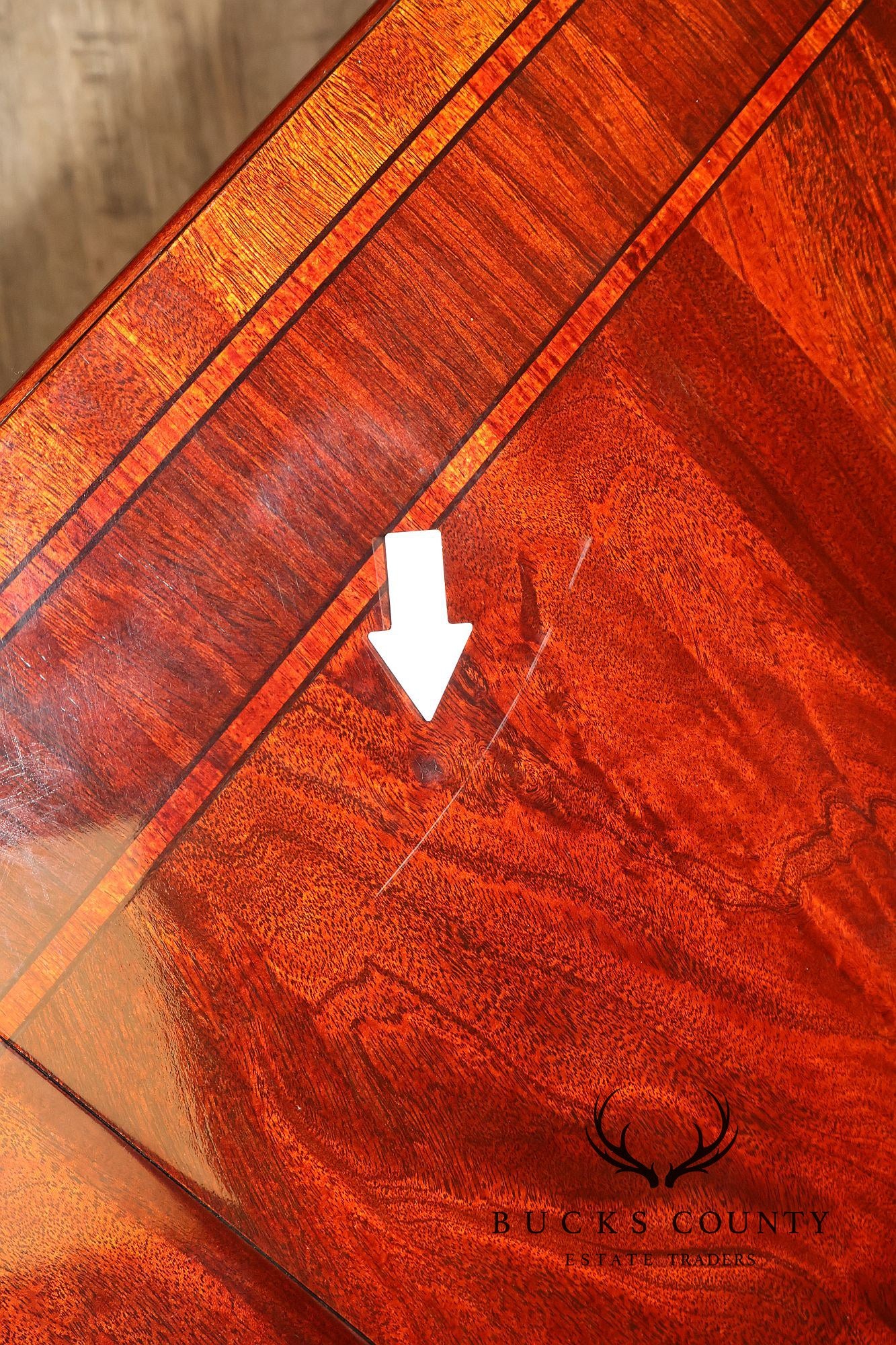 Thomasville Banded Mahogany Double Pedestal Extendable Dining Table