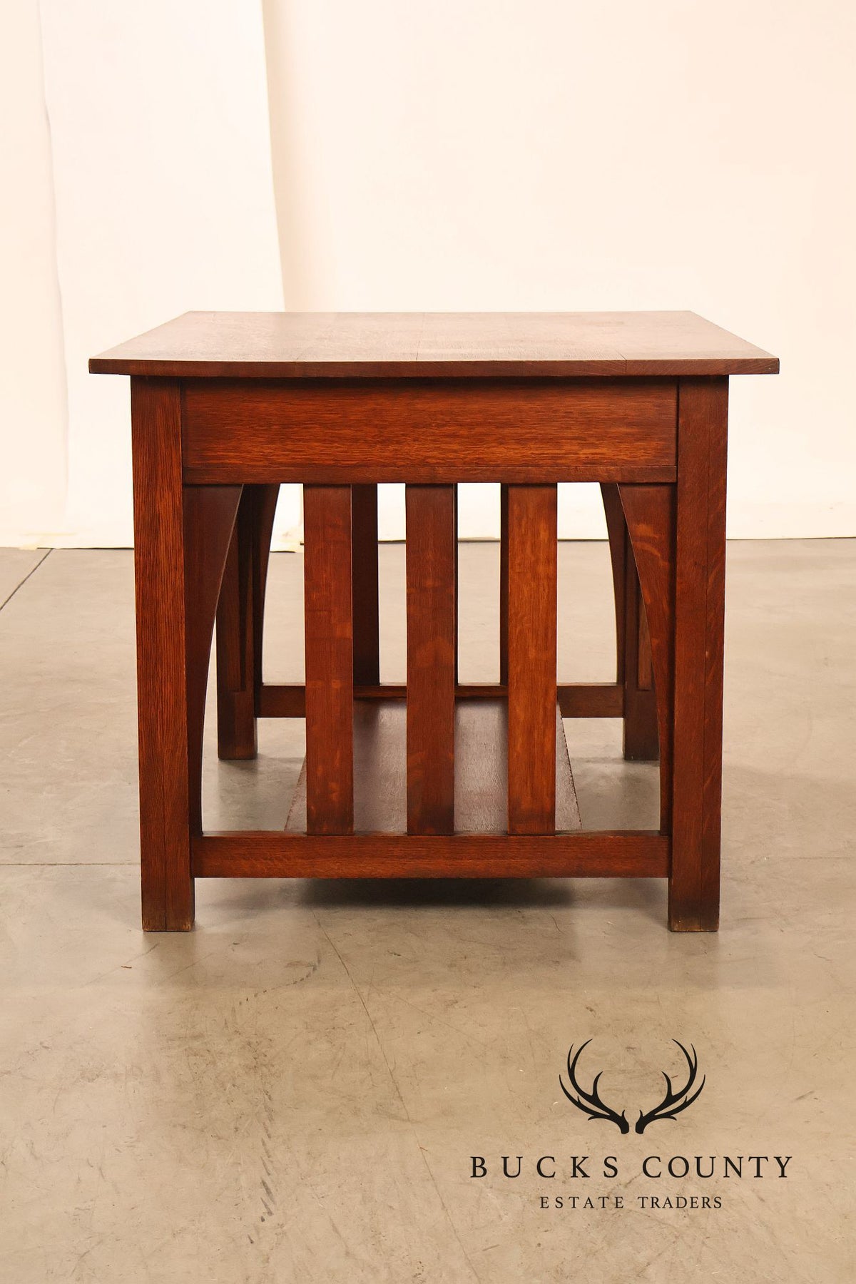 Antique Limbert Arts And Crafts Mission Oak Two-Drawer Library Table
