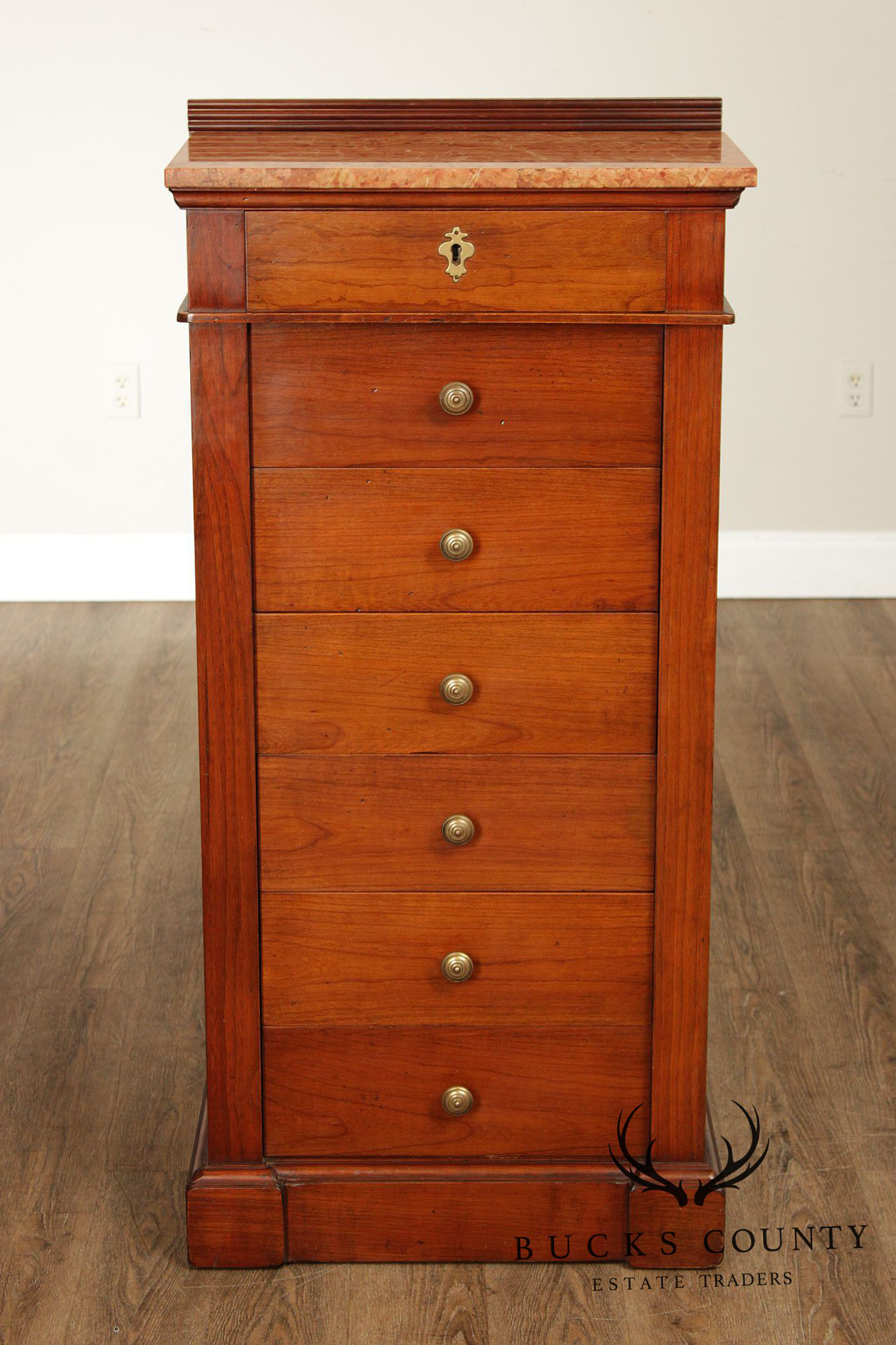 Italian Marble Top Fruitwood Lingerie Chest