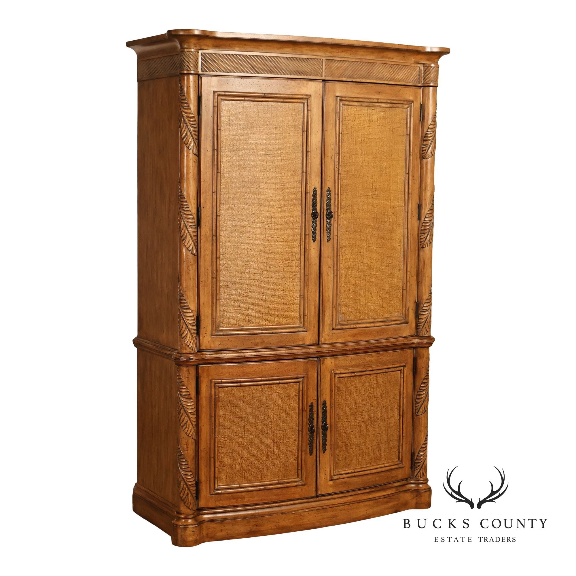 Tommy Bahama Home By Lexington Bow Front Linen Press Storage Armoire Cabinet