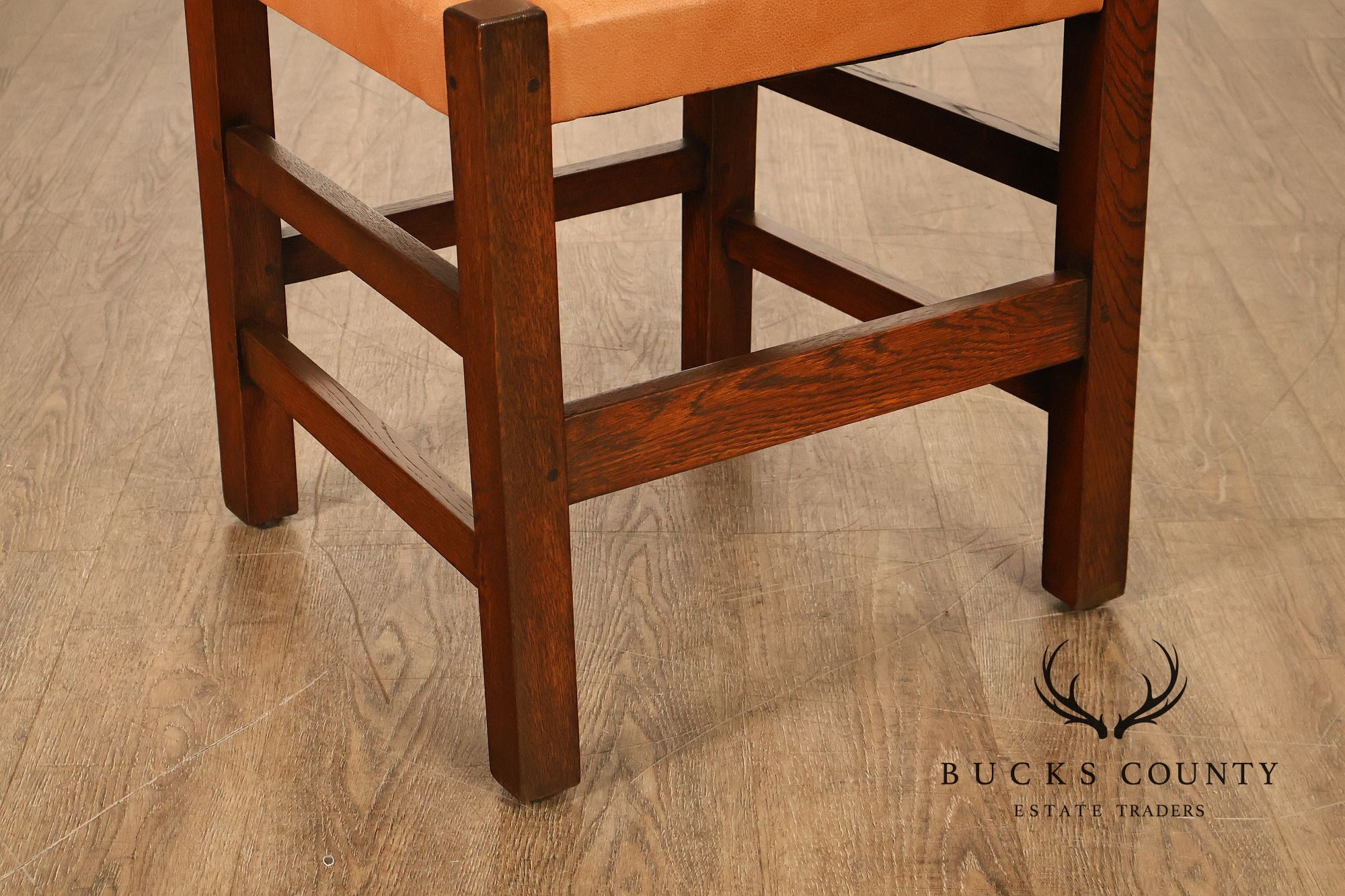 Mission Style Pair of Oak Side Dining Chairs