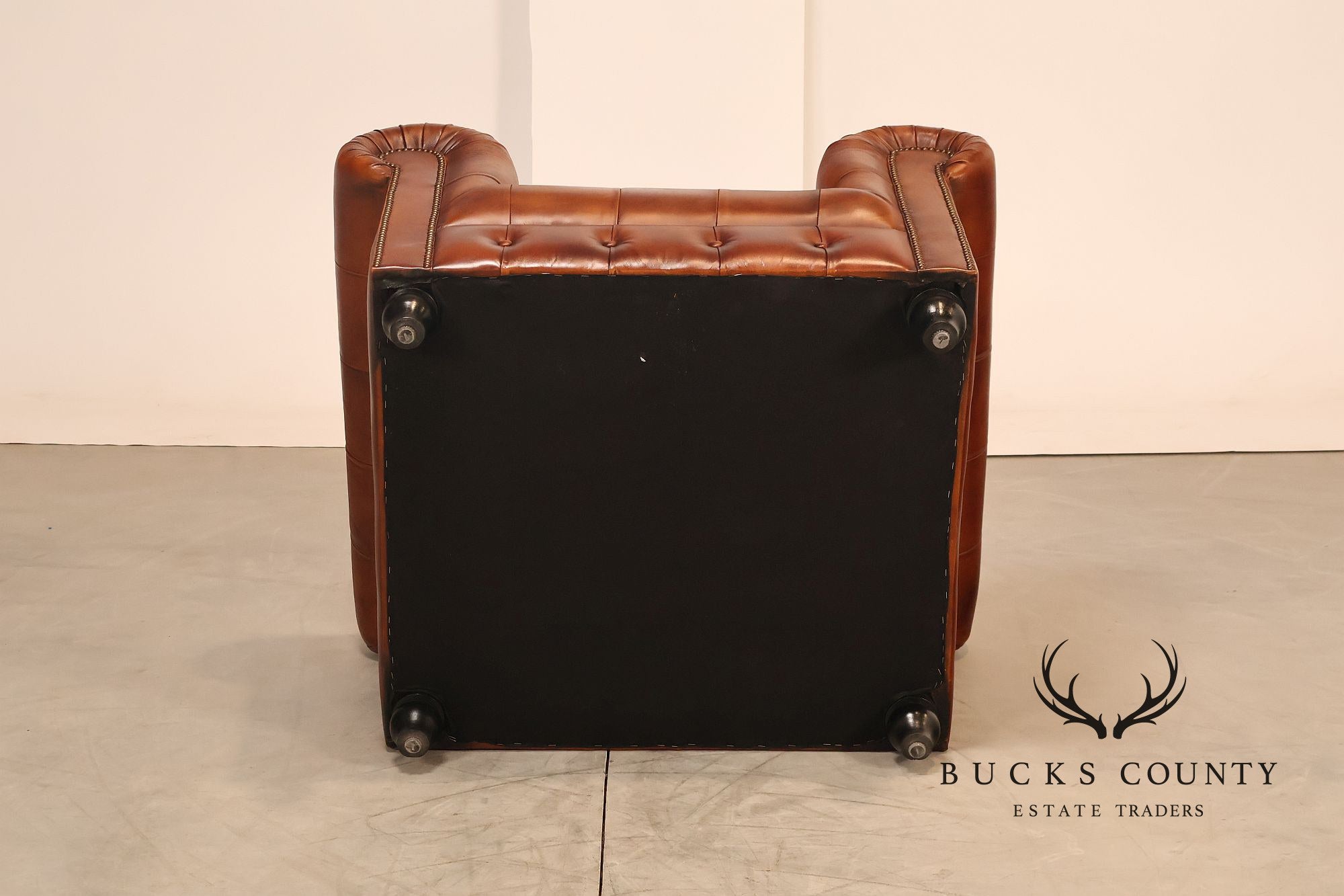 Chesterfield Style Tufted Brown Leather Club Chair