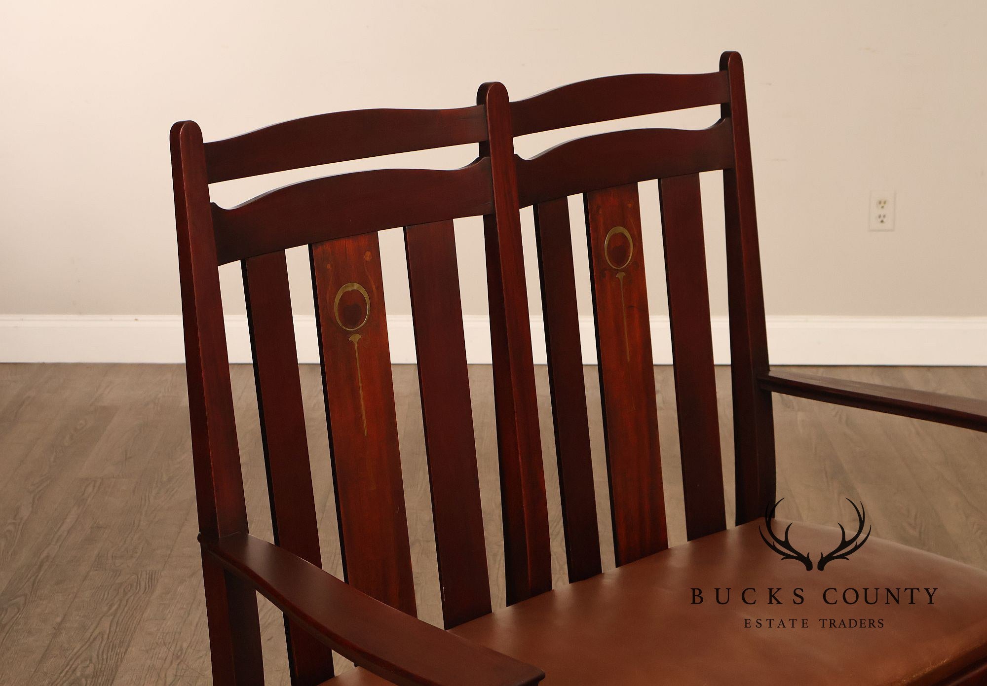 Stickley Brothers Rare Antique Inlaid Mahogany Settee
