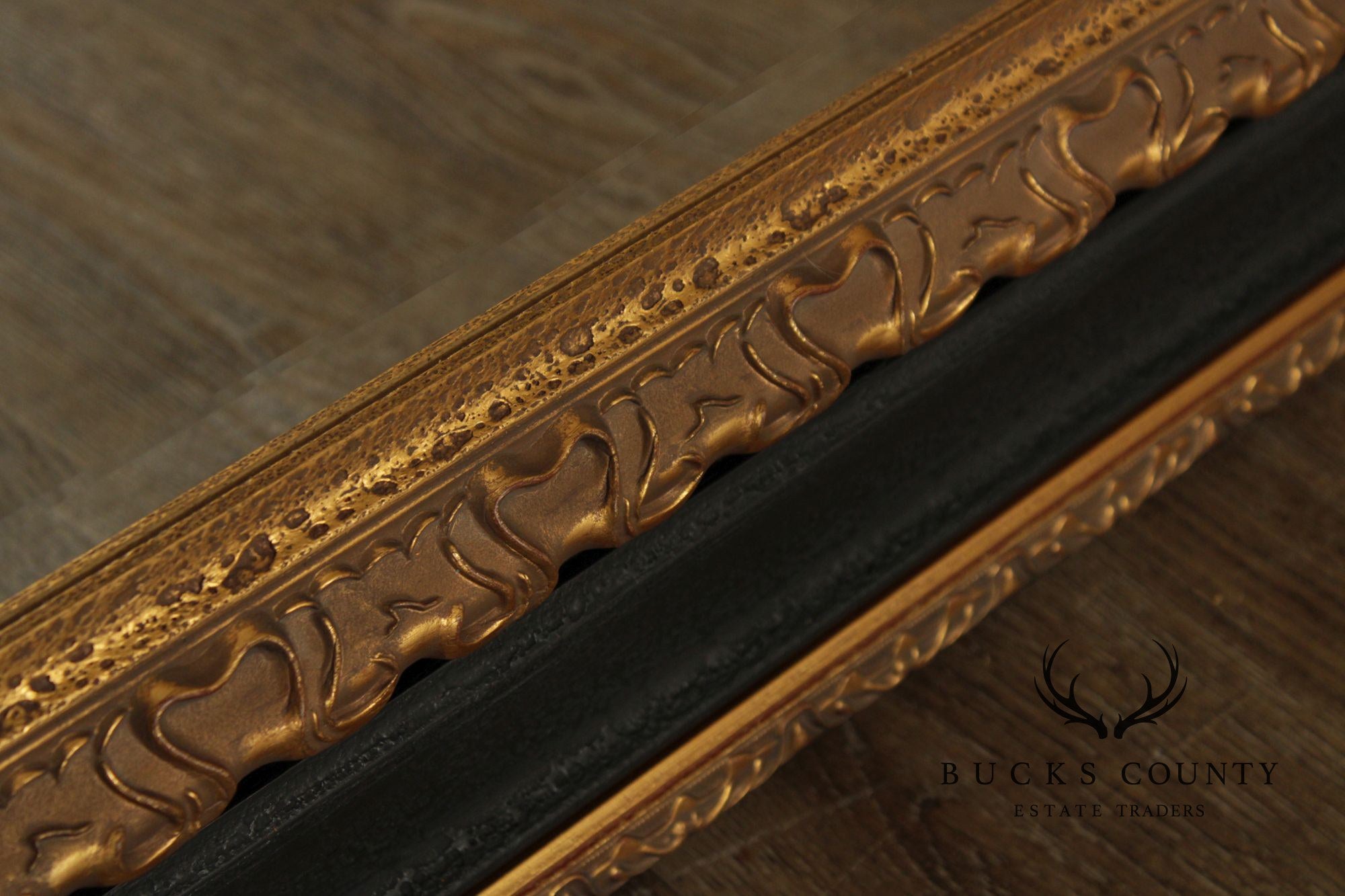 Vintage Ebonized and Partial Gilt Wall Mirror