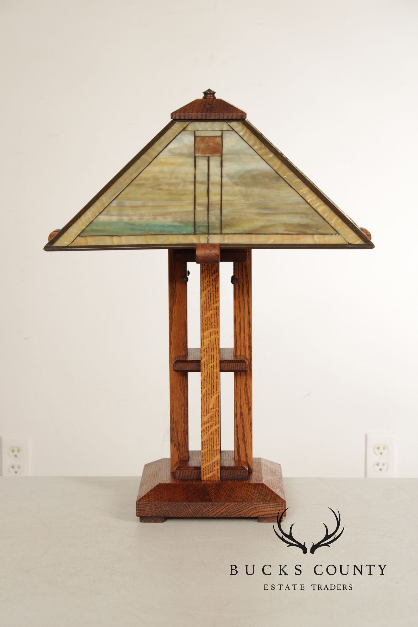 Aurora Studios Arts & Crafts Prairie Style Leaded Glass Table Lamp