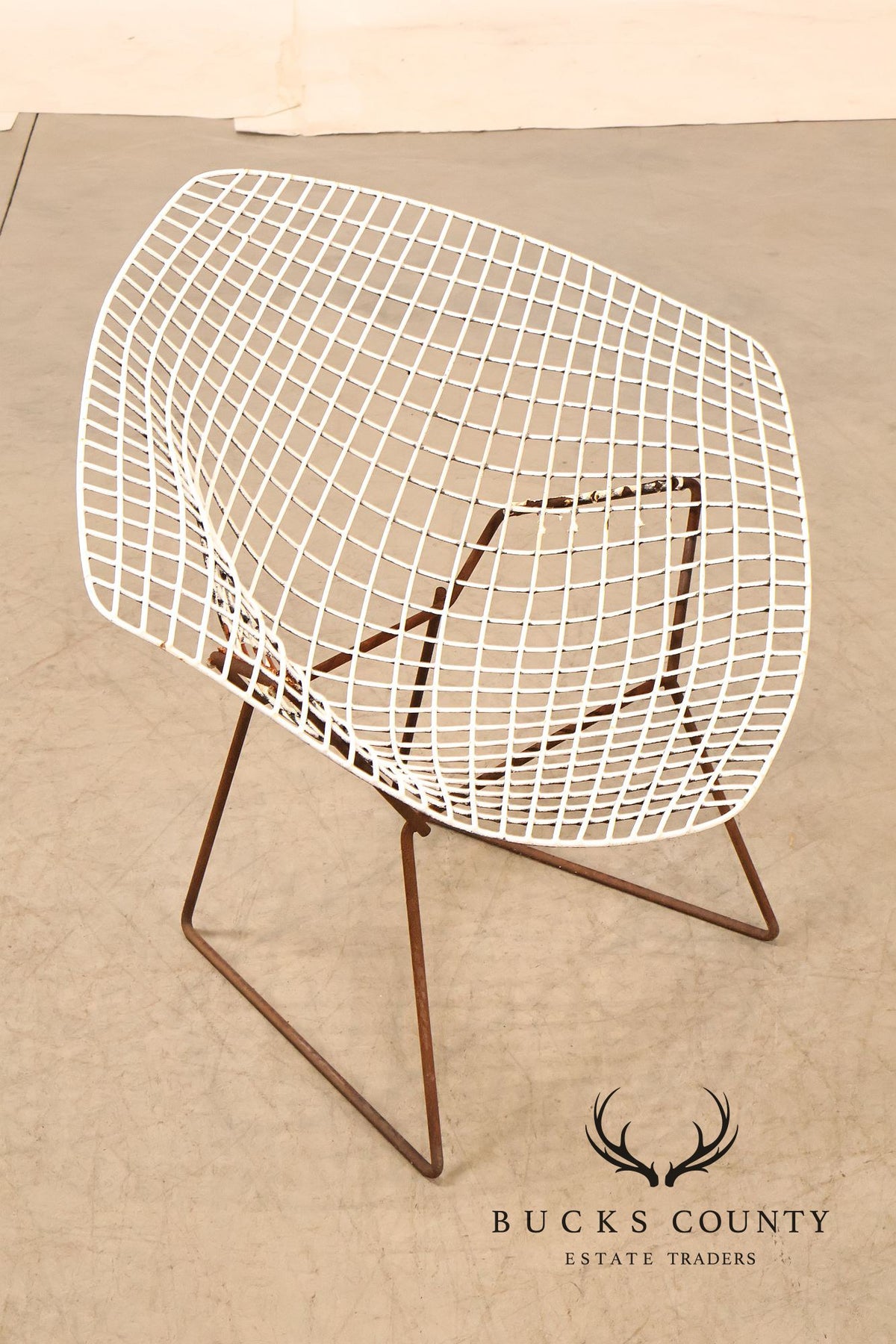 Mid Century Modern Harry Bertoia Style Diamond Wire Lounge Chair