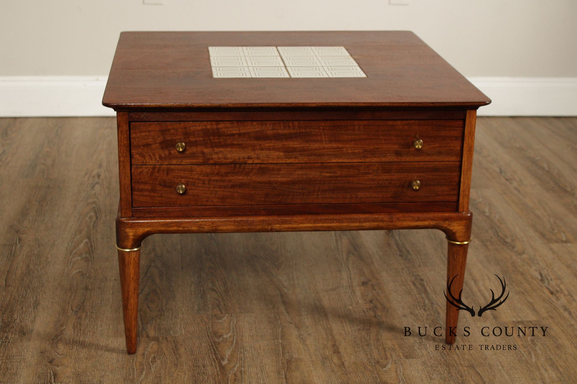 Lane Mid Century Modern Tile Top Walnut Coffee Table
