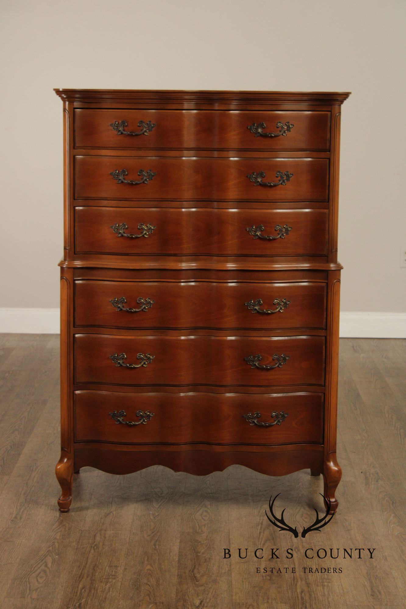 French Provincial Style Vintage Cherry Chest on Chest