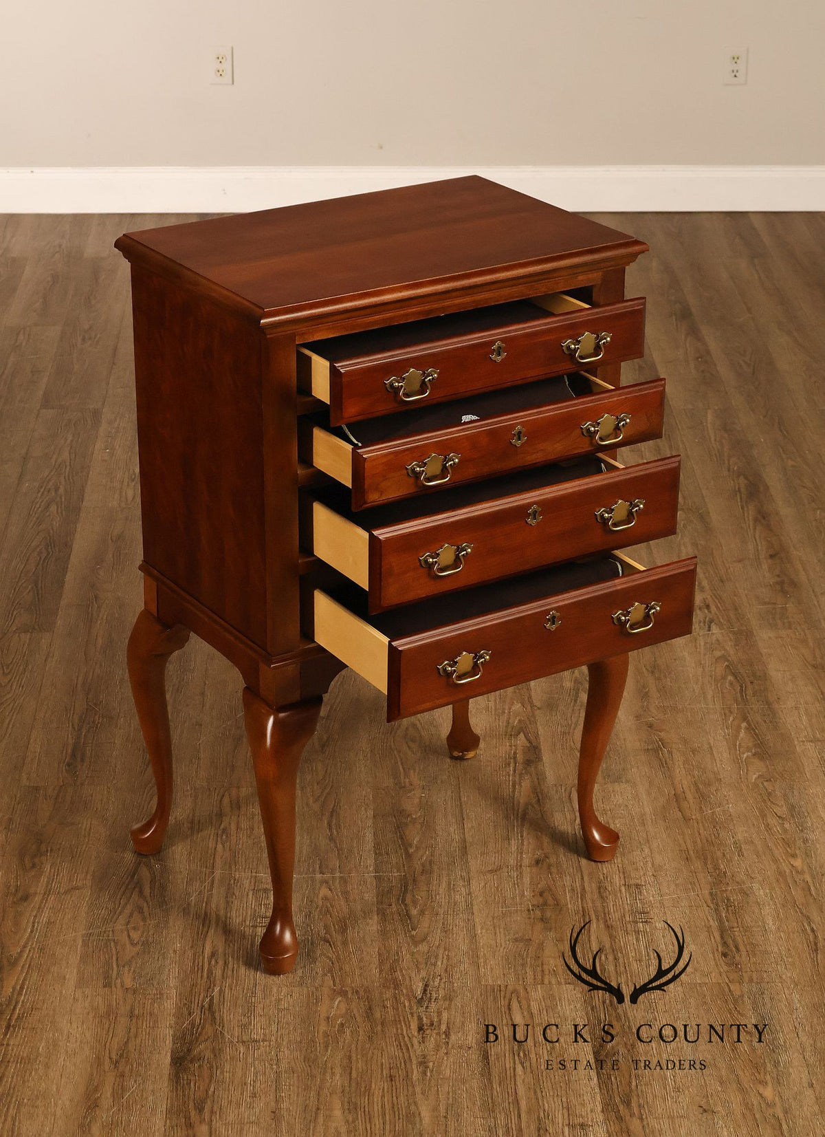 American Drew Solid Cherry Queen Anne Style Silverware Chest