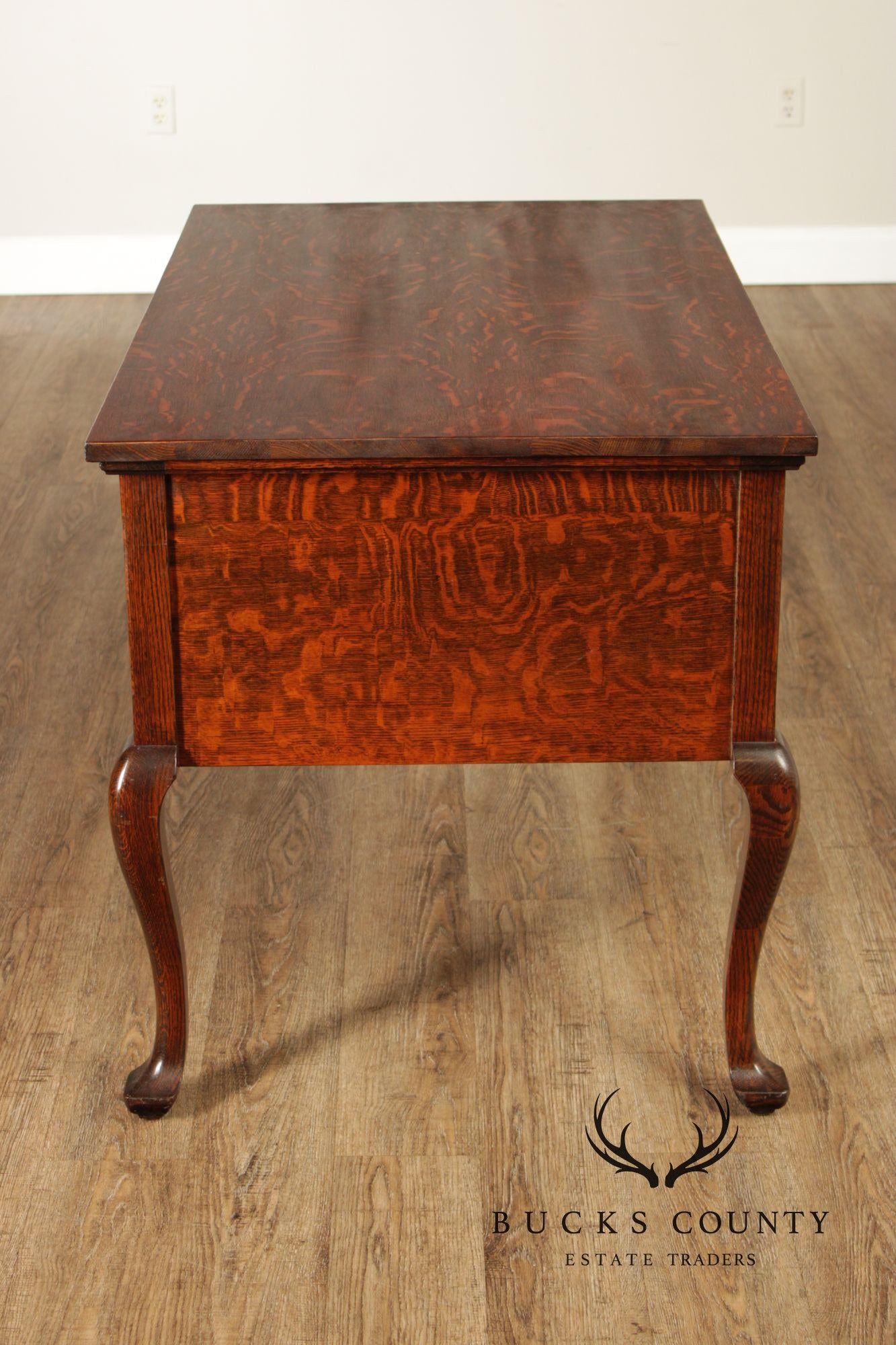 Antique Victorian Oak Partner's Executive Writing Desk