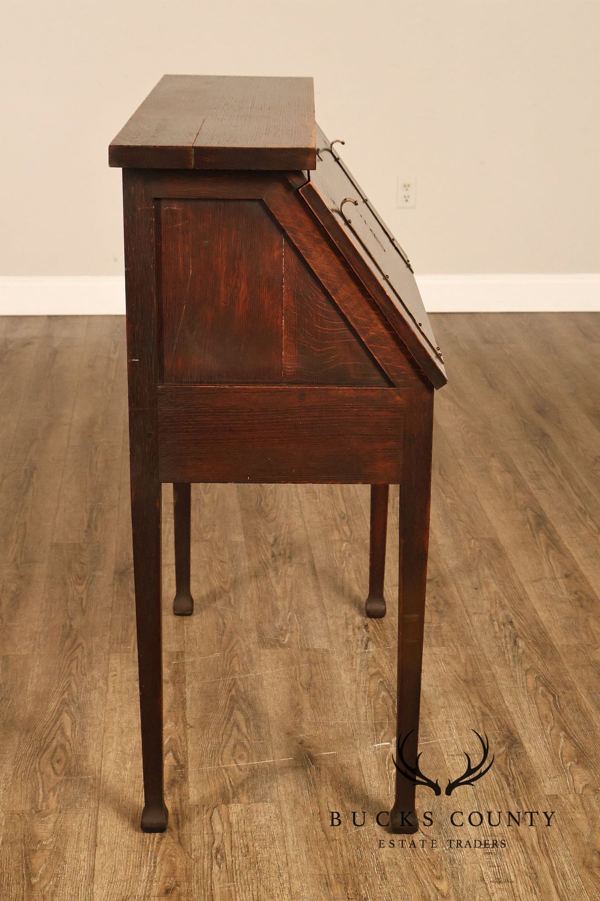 Antique Roycroft Arts And Crafts Mission Oak Drop Front Writing Desk