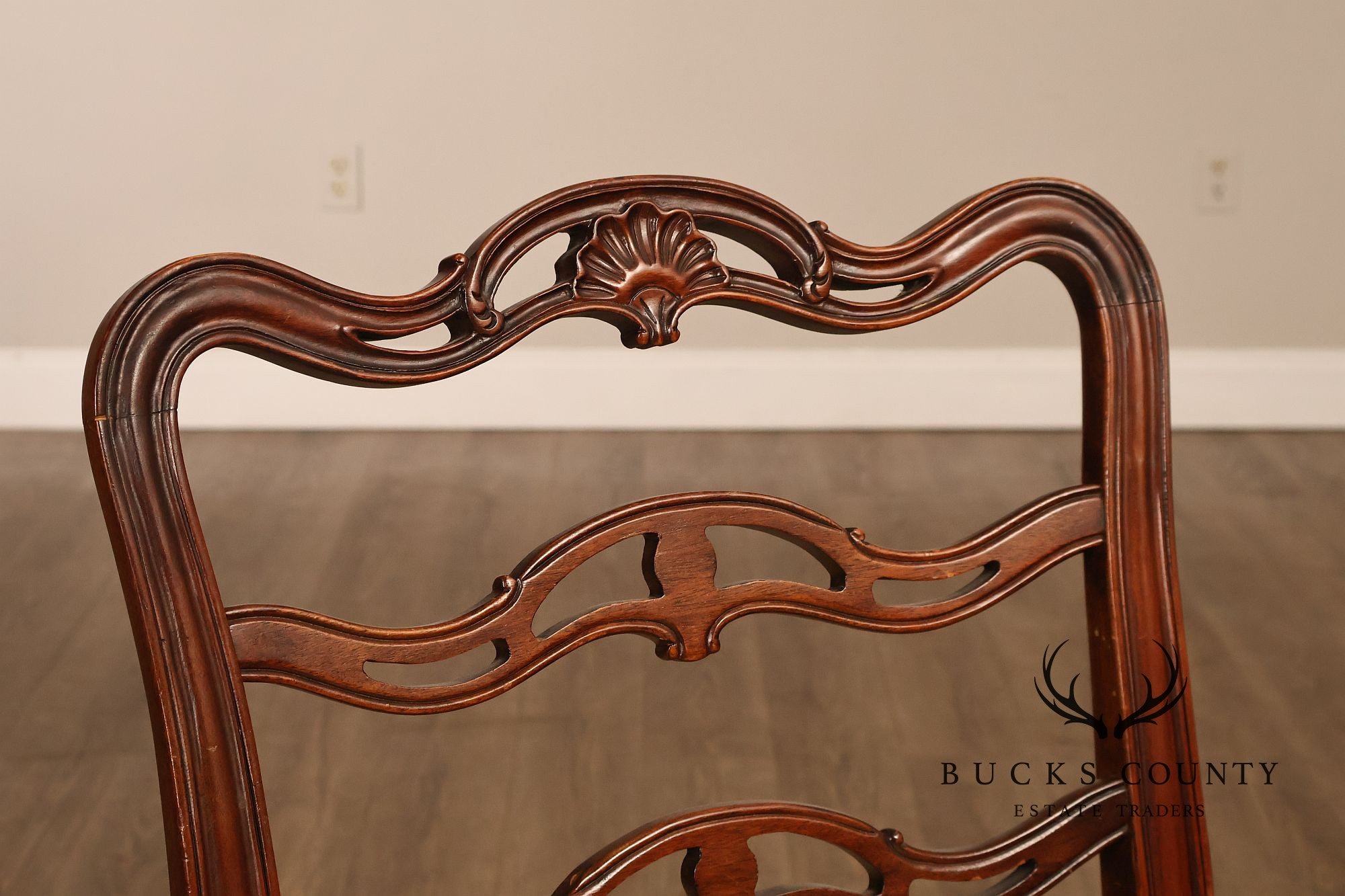 Chippendale Style Set of Eight Mahogany Ladder Back Dining Chairs