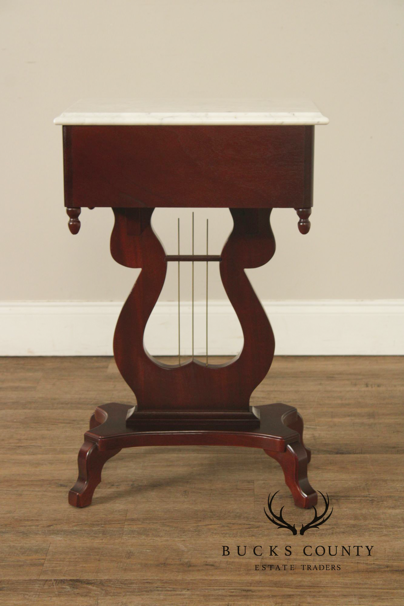 Victorian Style Marble Top Mahogany Side Table