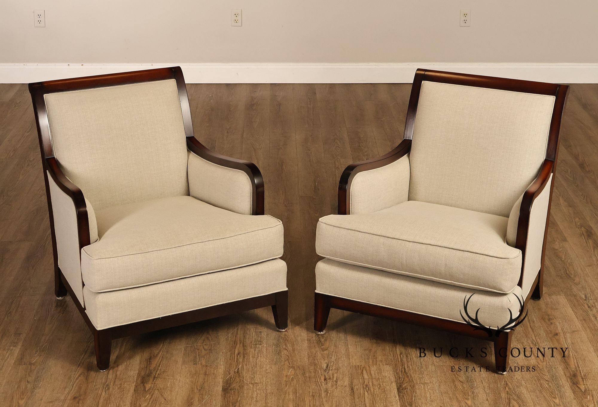 Baker Milling Road Collection Pair Of Transitional Lounge Chairs