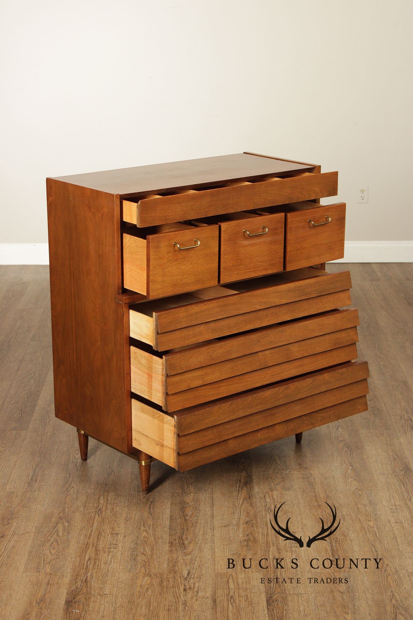 Merton Gershun For American Of Martinsville Mid-Century Modern Walnut Louvered Tall Chest