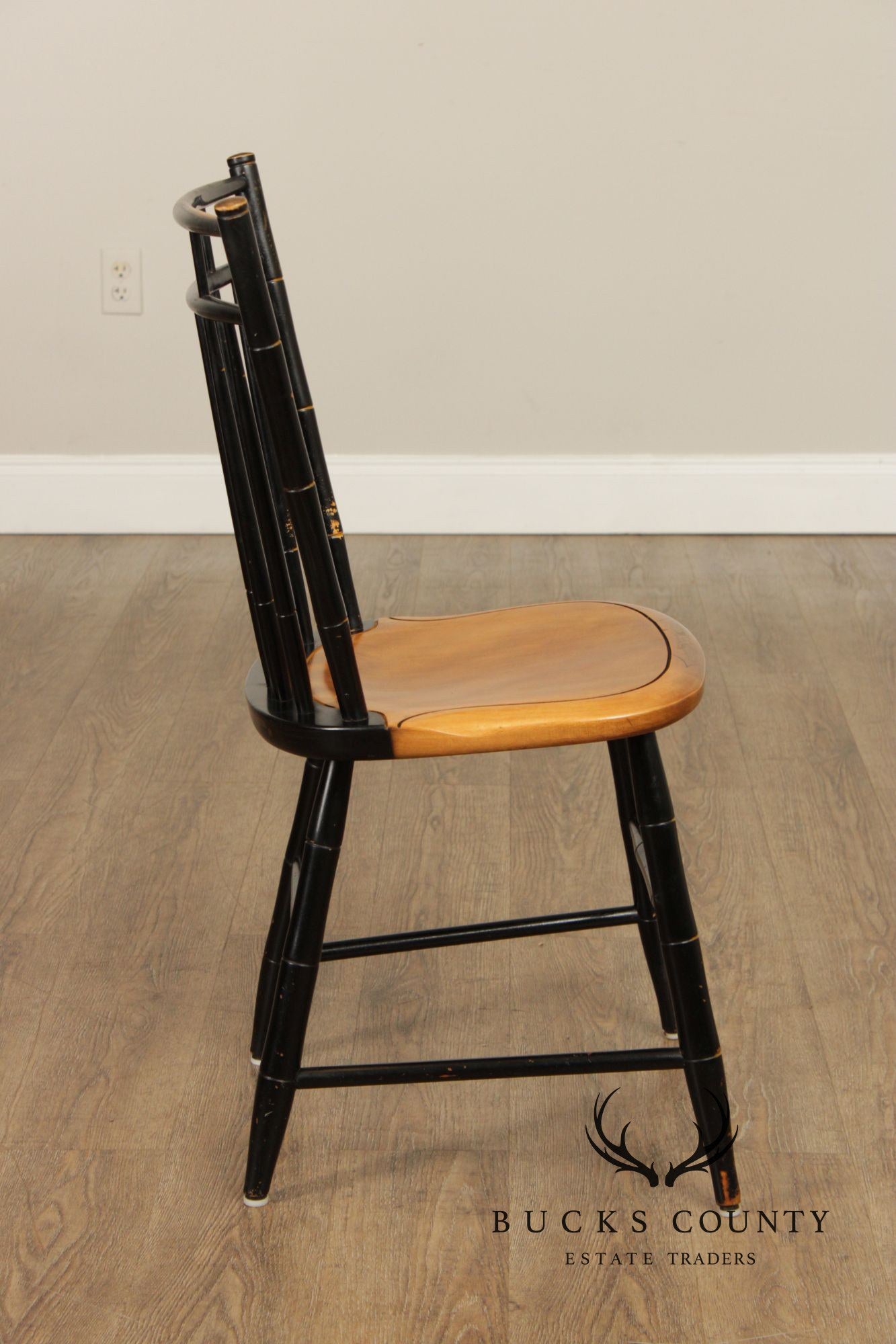 L. Hitchcock Set of Four Ebonized Birdcage Chairs