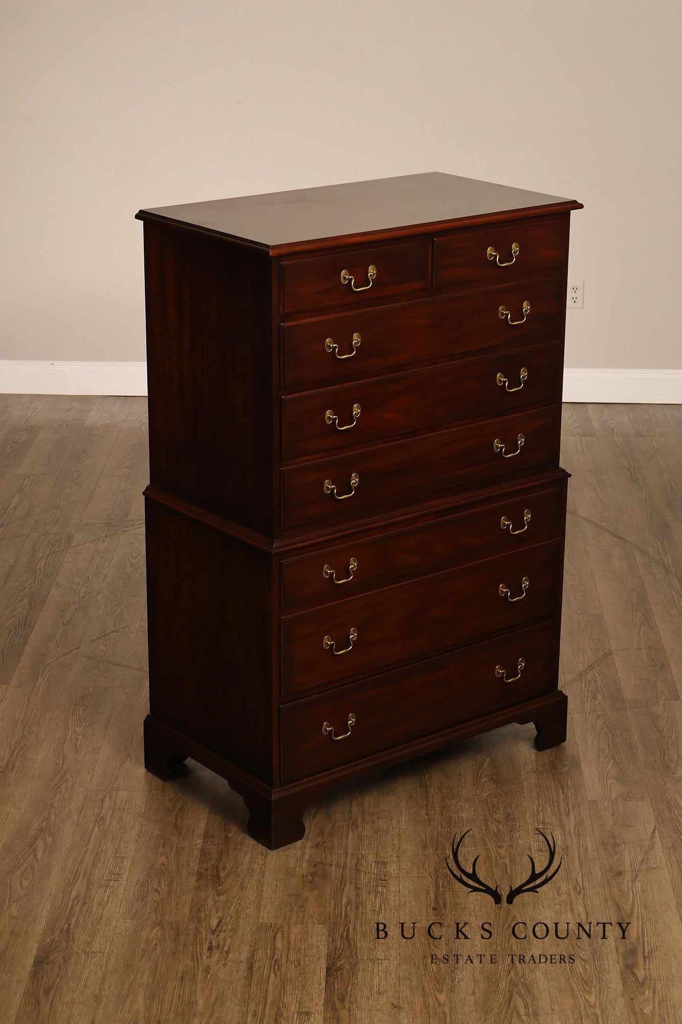 Henkel Harris Chippendale Style Vintage Mahogany Tall Chest