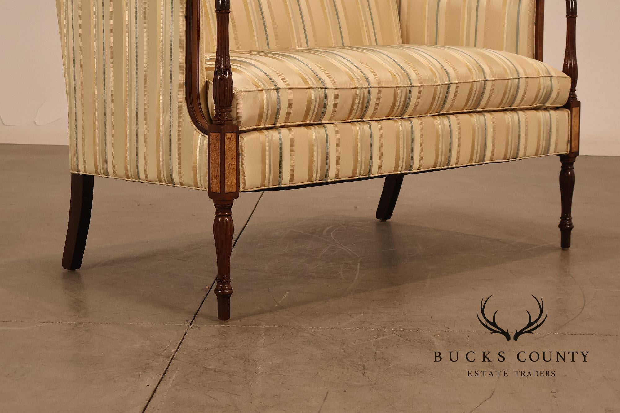 Southwood Sheraton Style Inlaid Mahogany Loveseat