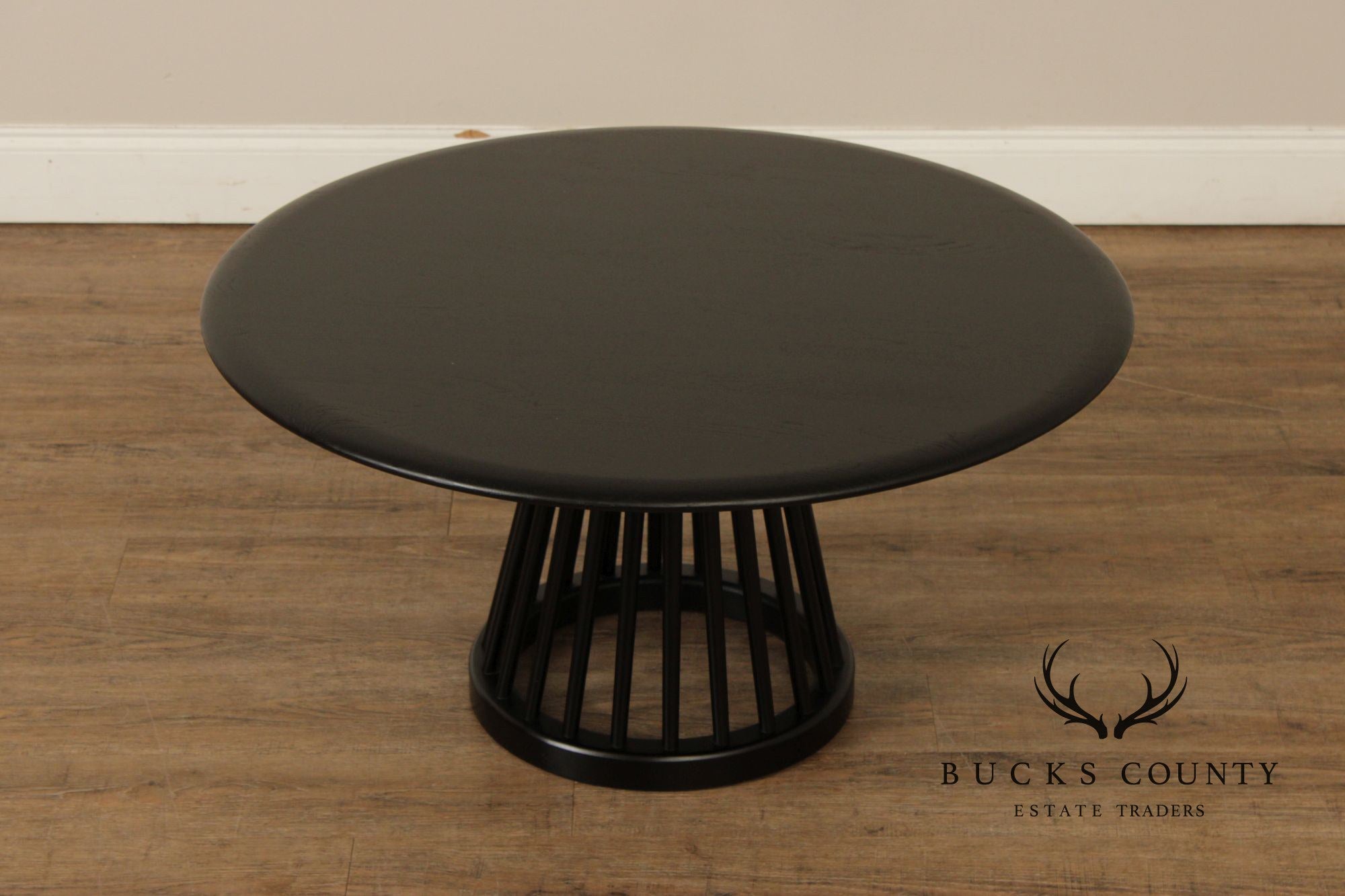 Tom Dixon Modern 'Fan' Oak Round Black Coffee Table
