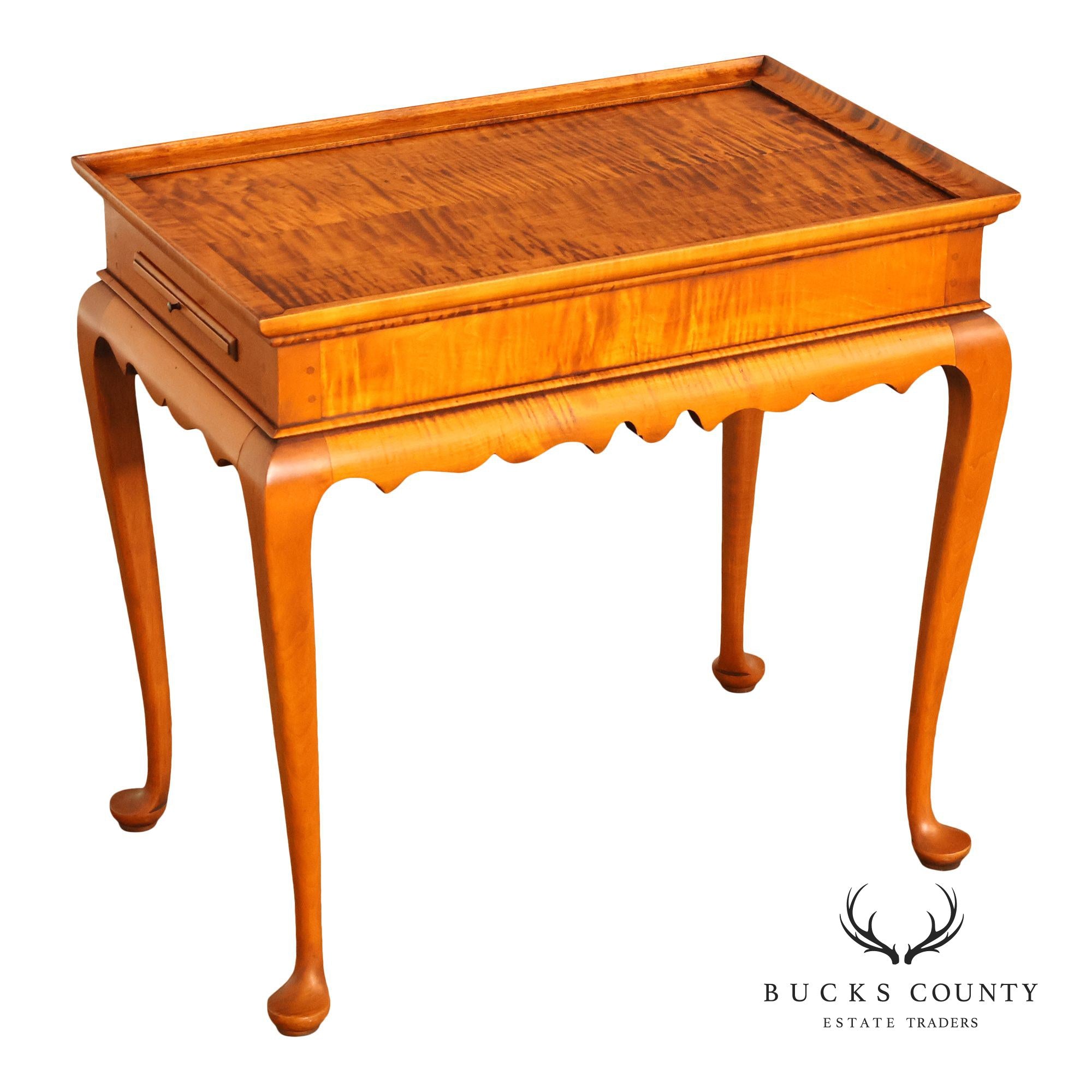 Eldred Wheeler Queen Anne Style Tiger Maple Tea Table