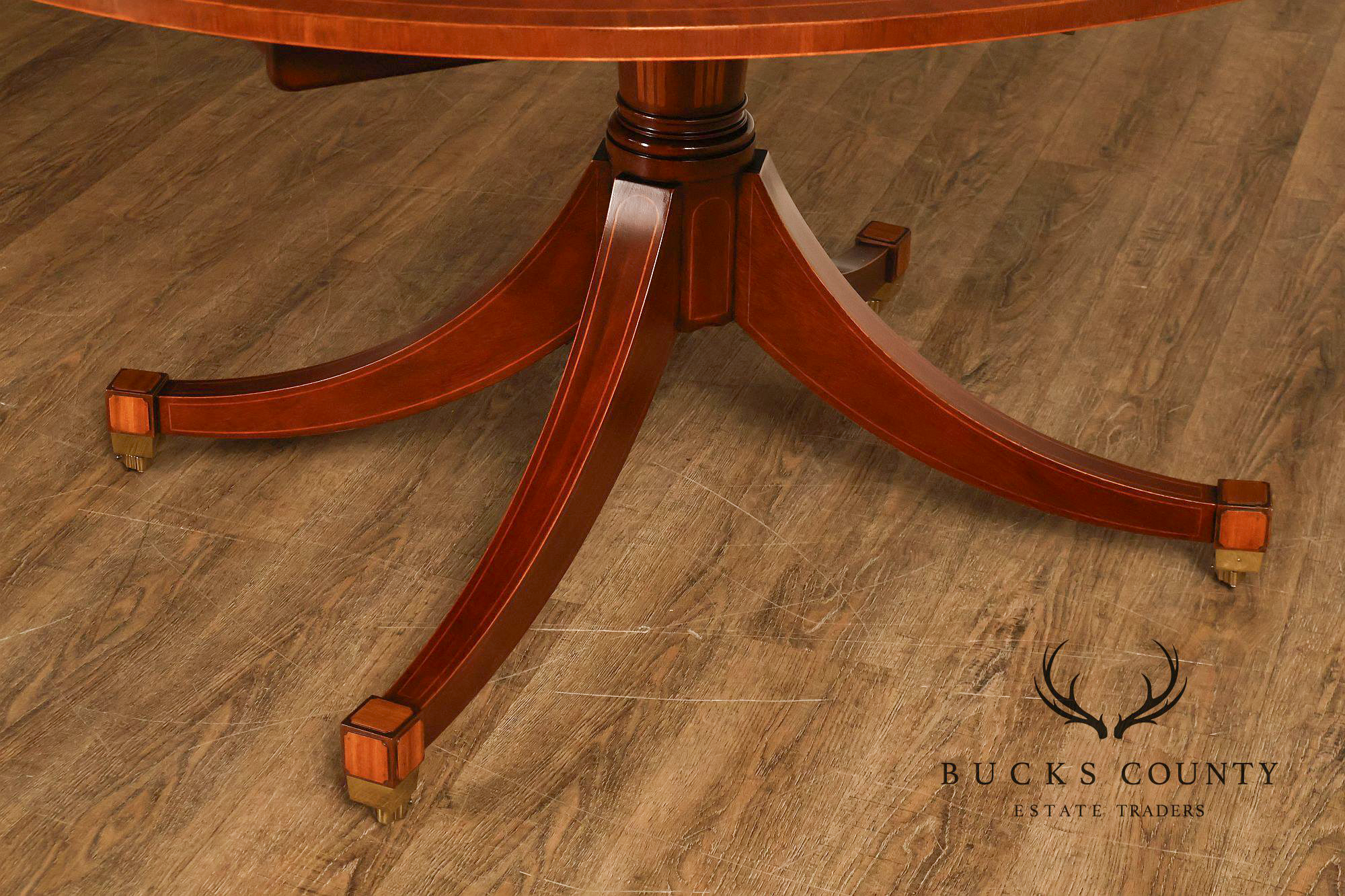 Baker Regency Style Banded Mahogany Extendable Dining Table