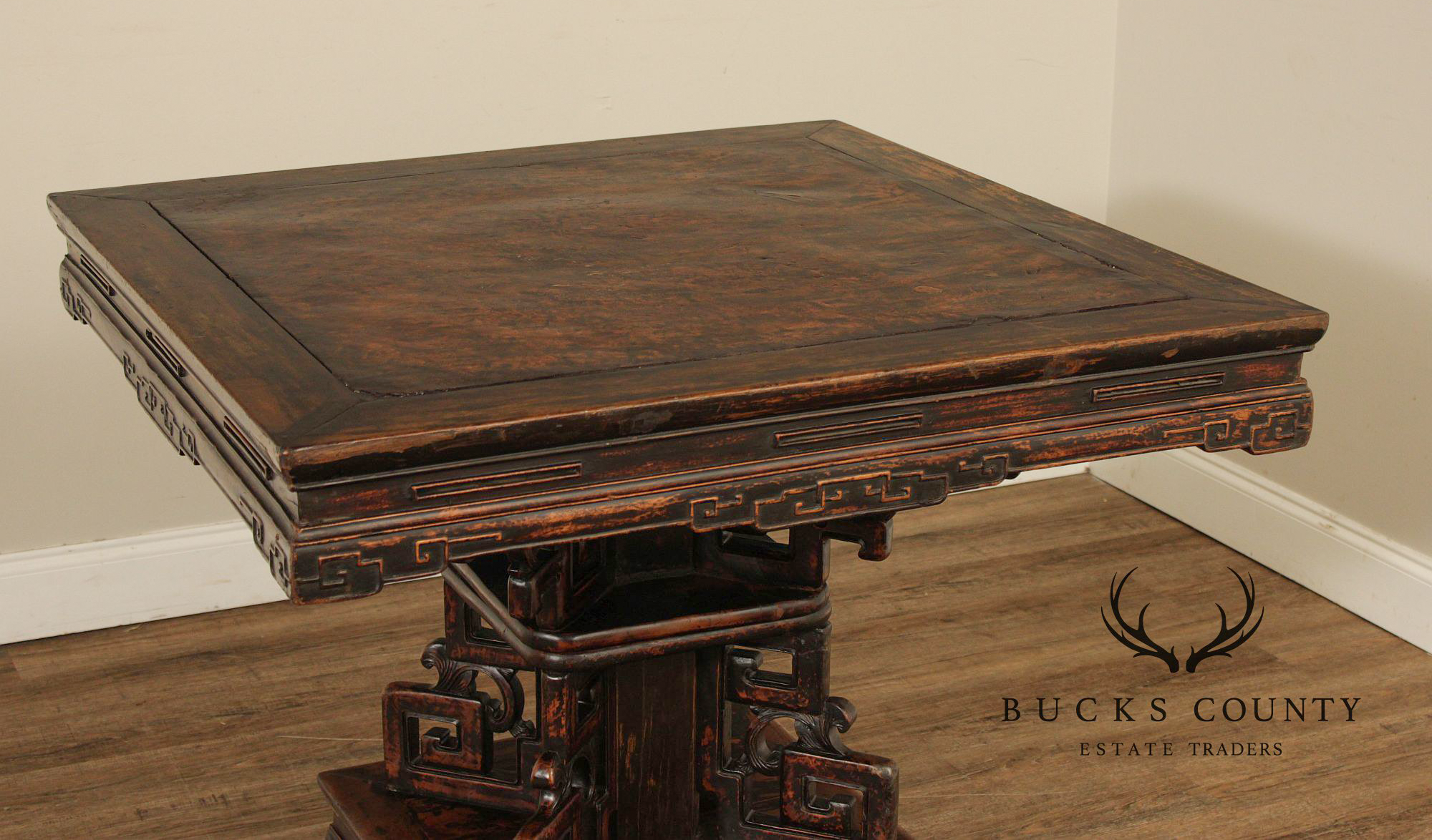 Antique Chinese Carved Pedestal Table