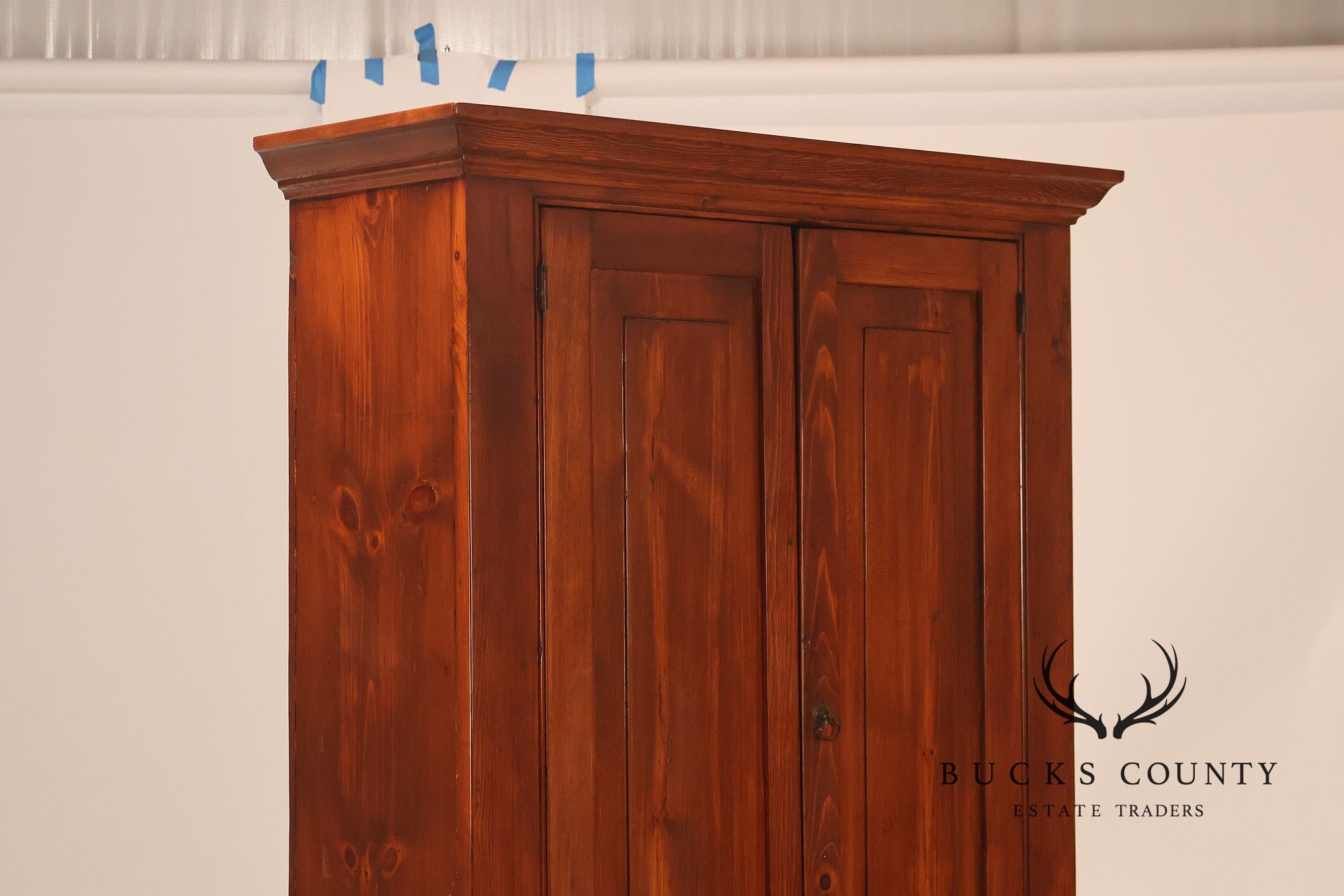 Antique Primitive American Pine Two Piece Pantry Cupboard