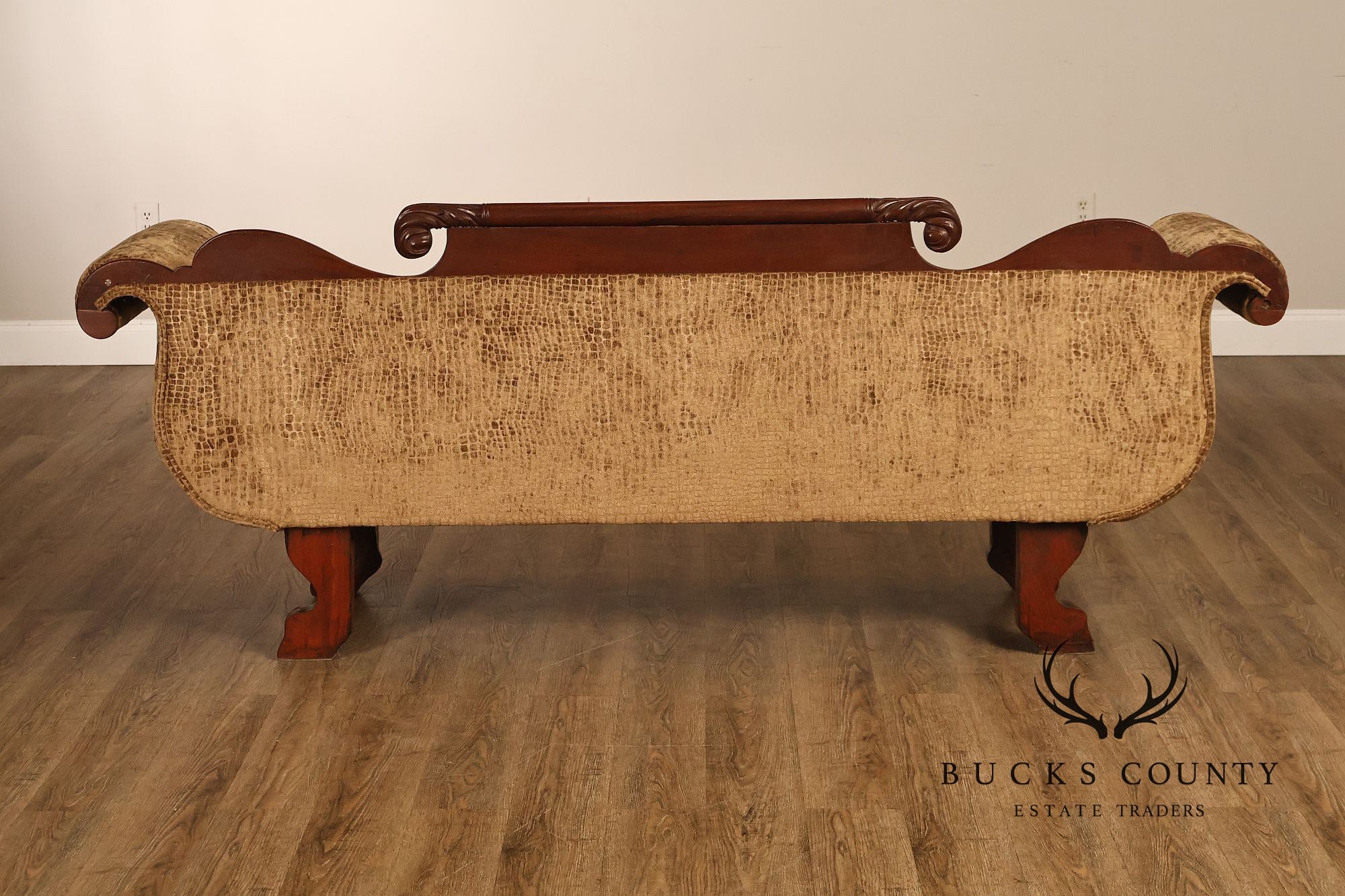 Antique American Classical Empire Style Mahogany Upholstered Sofa
