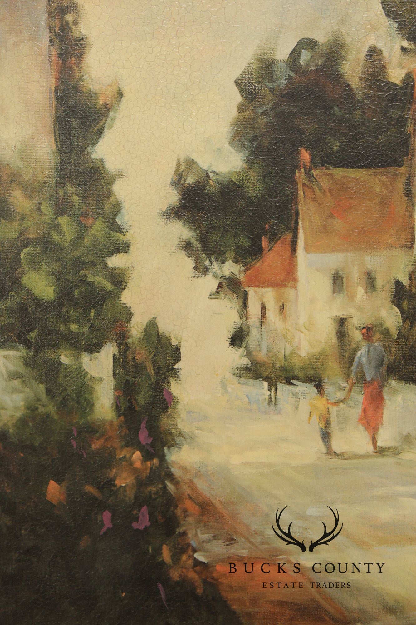 Barbara Applegate Impressionist Style Framed Print on Board, 'On Sea Street'