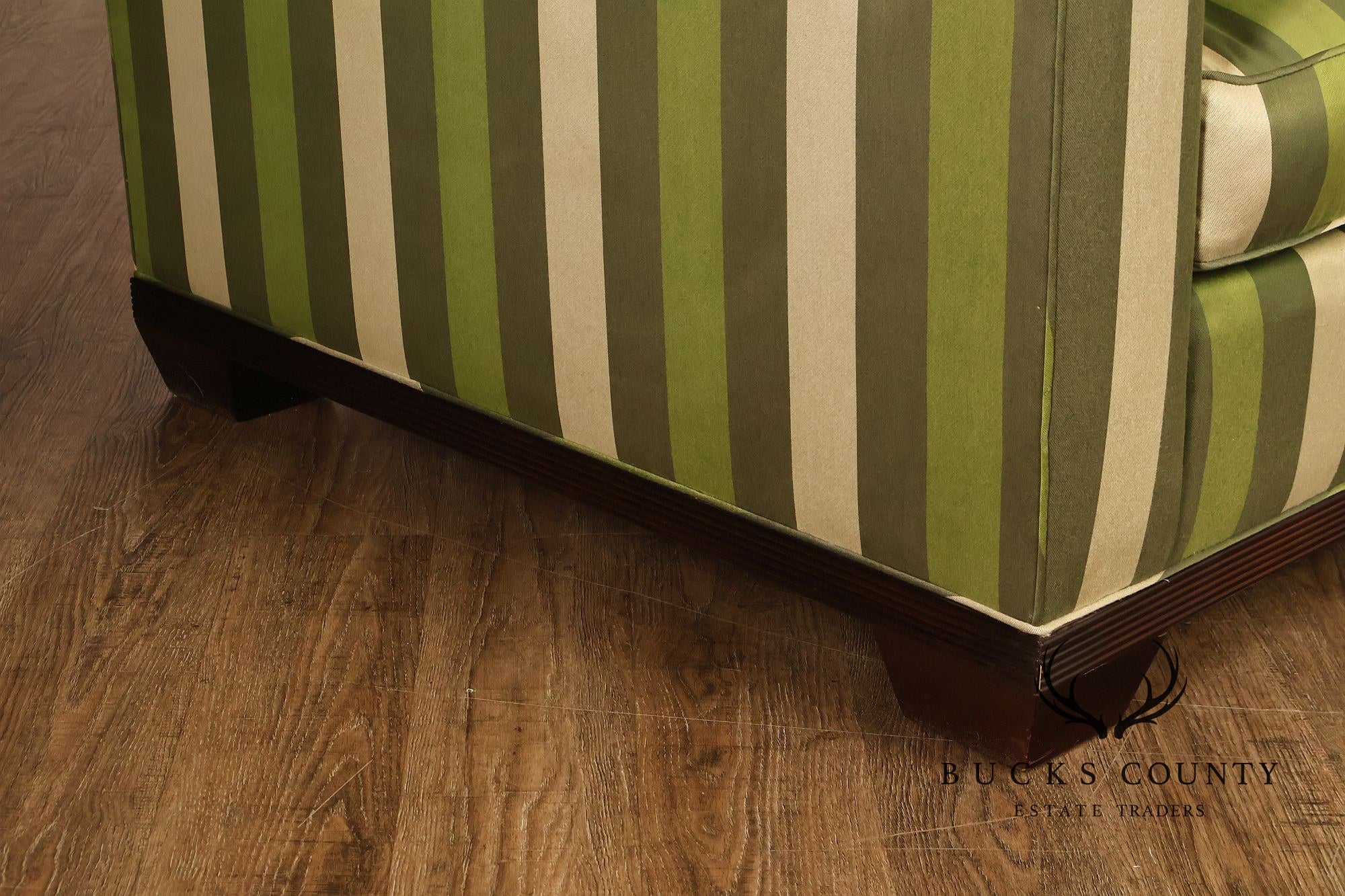 Baker Furniture Barbara Barry Reeded Base Three Cushion Sofa