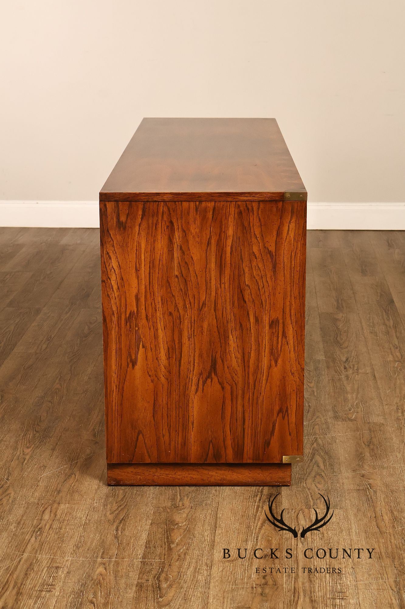 Hickory Manufacturing Vintage Campaign Style Burlwood Buffet Sideboard