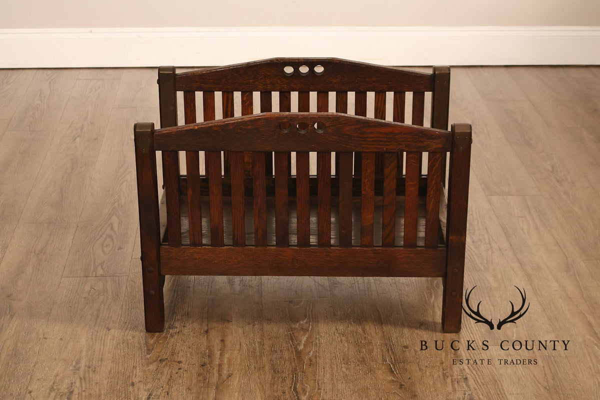 Antique Cushman Mission Oak Firewood Rack