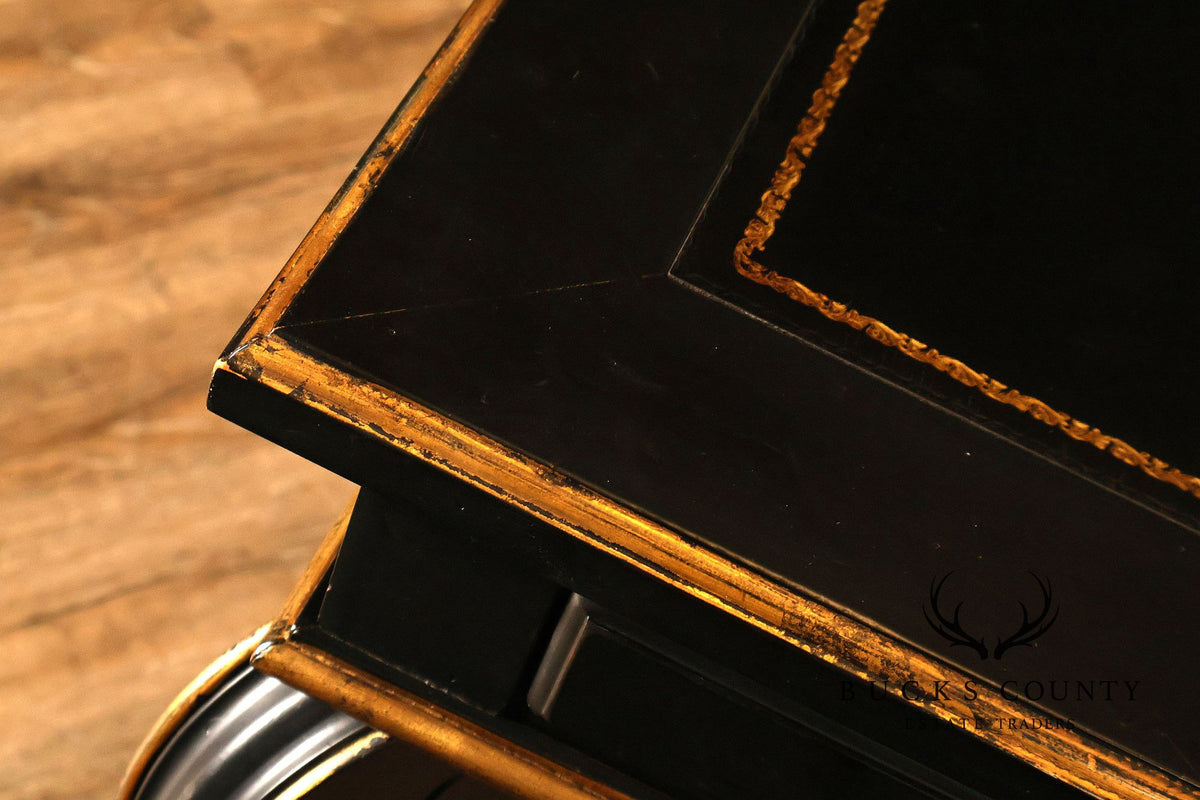 Century Furniture Ebonized And Gilt Executive Writing Desk With Leather Top