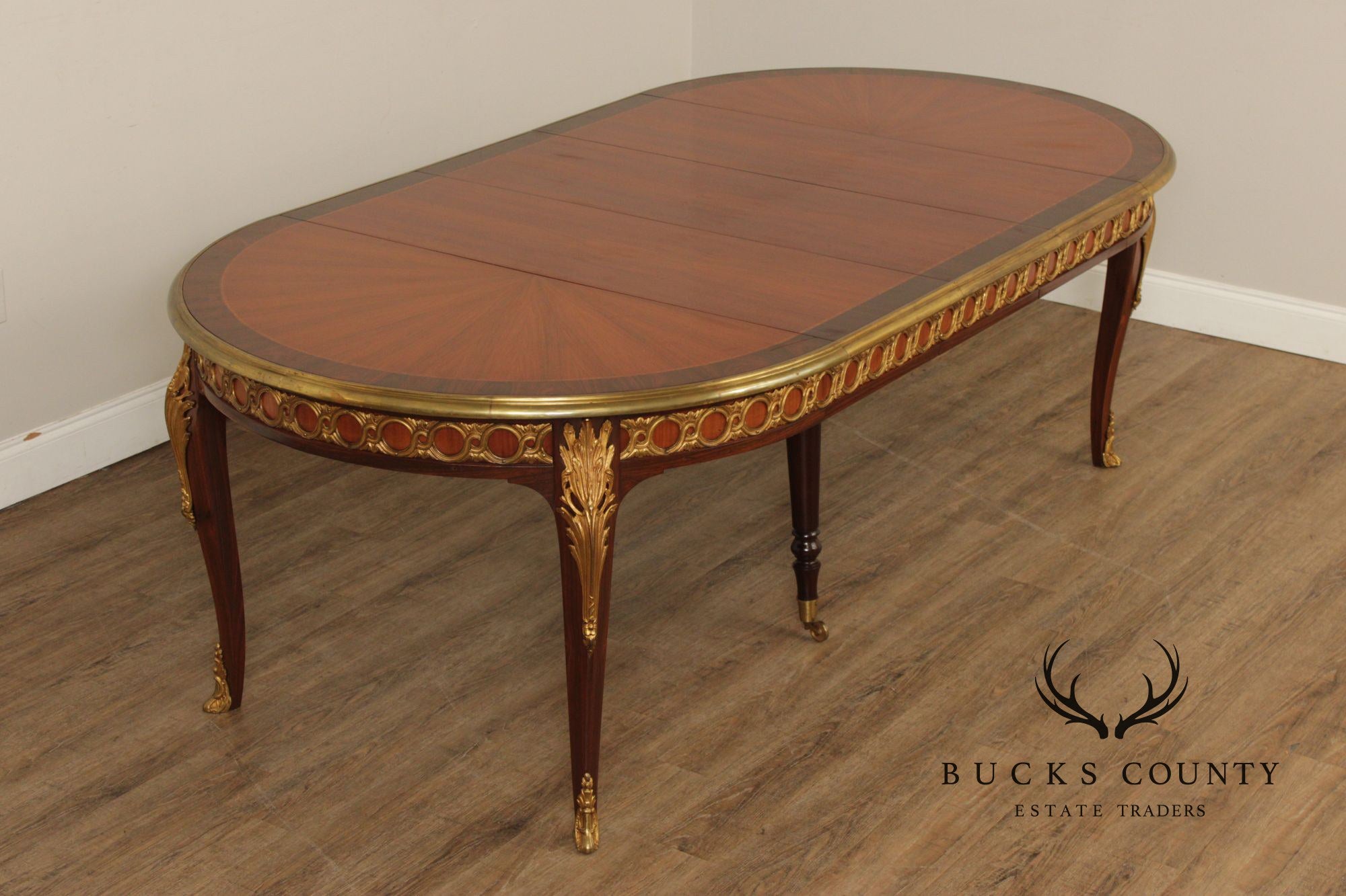 French Louis XV Style Ormolu Mounted Round Expandable Dining Table