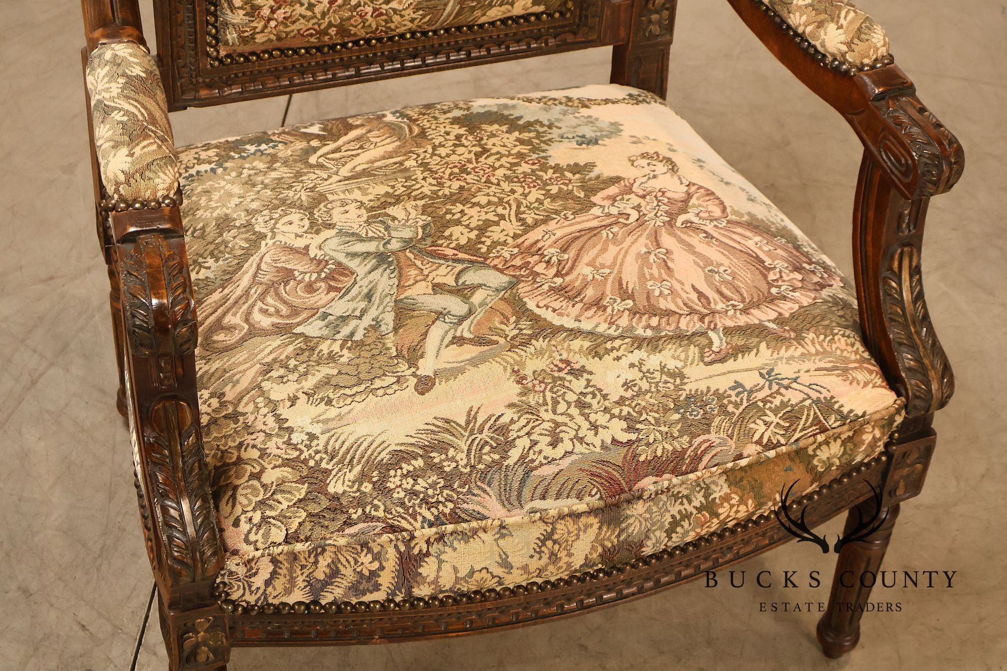 Italian Louis XVI Style Carved Throne Chair