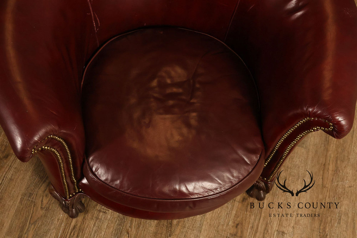 Old Hickory Tannery Burgundy Leather Nailhead Trim Club Chair