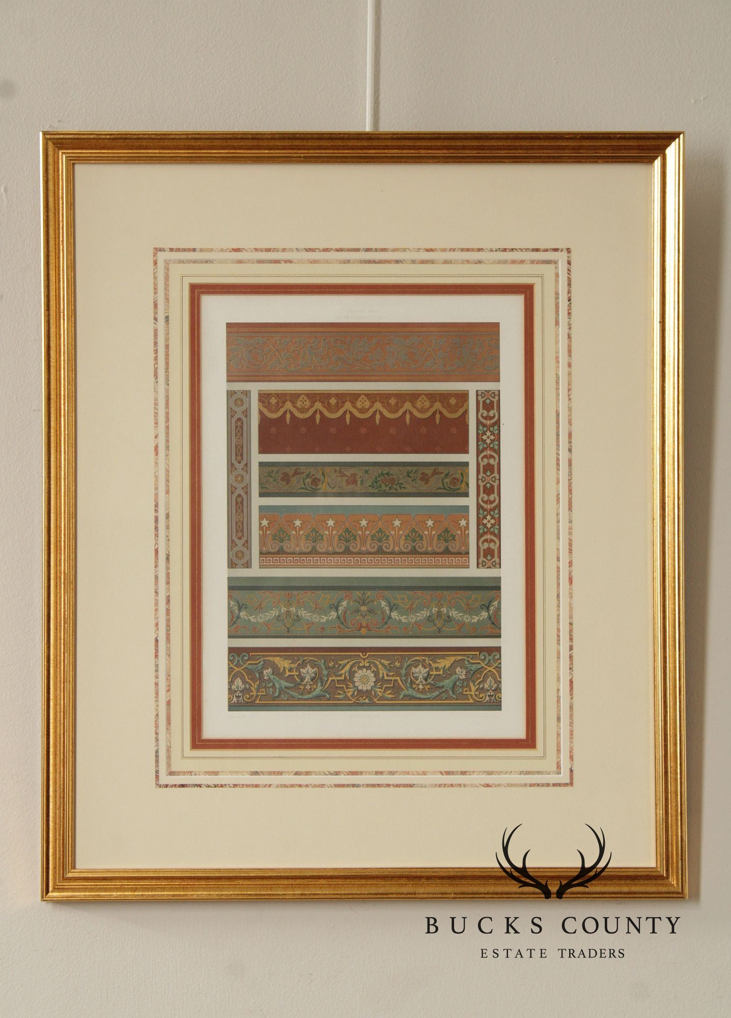 Framed Lithograph of Victorian Wallpaper Borders