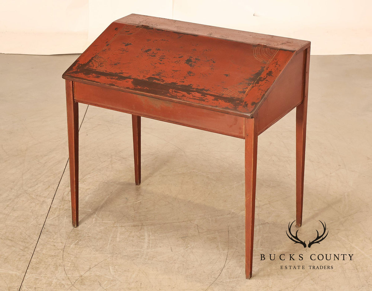 Antique Rustic Schoolmaster’s Flip Front Distressed Painted Desk