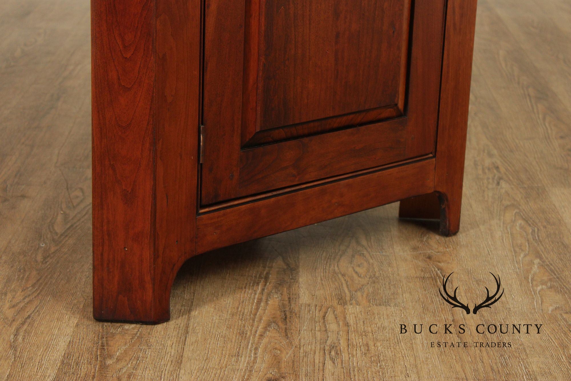 Primitive Two-Door Cherry Narrow Corner Cupboard