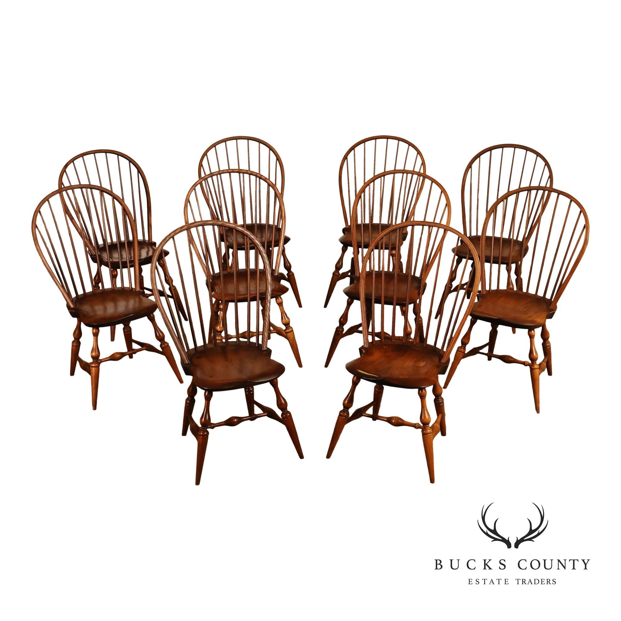 Warren Chairs Works Set of Ten Windsor Dining Chairs